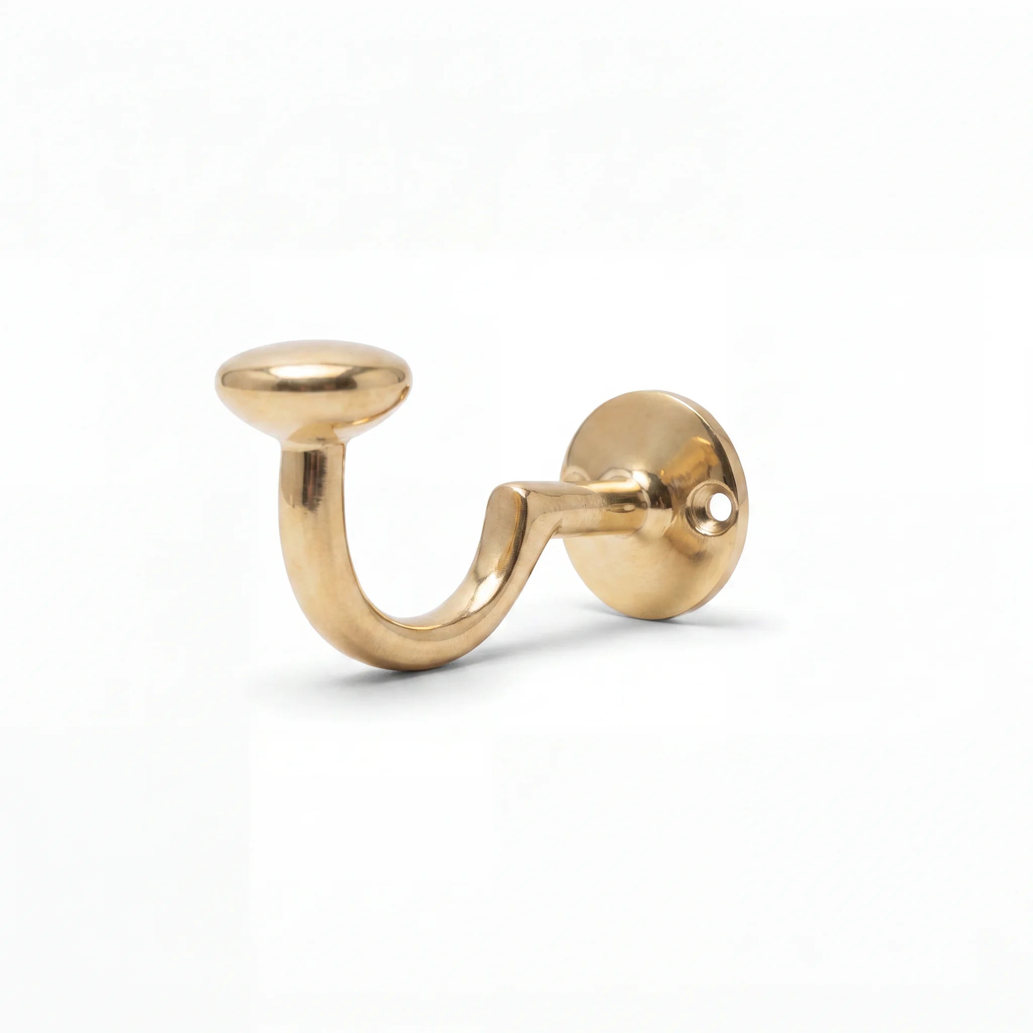 Solid Unlacquered Brass Round Wall Hook