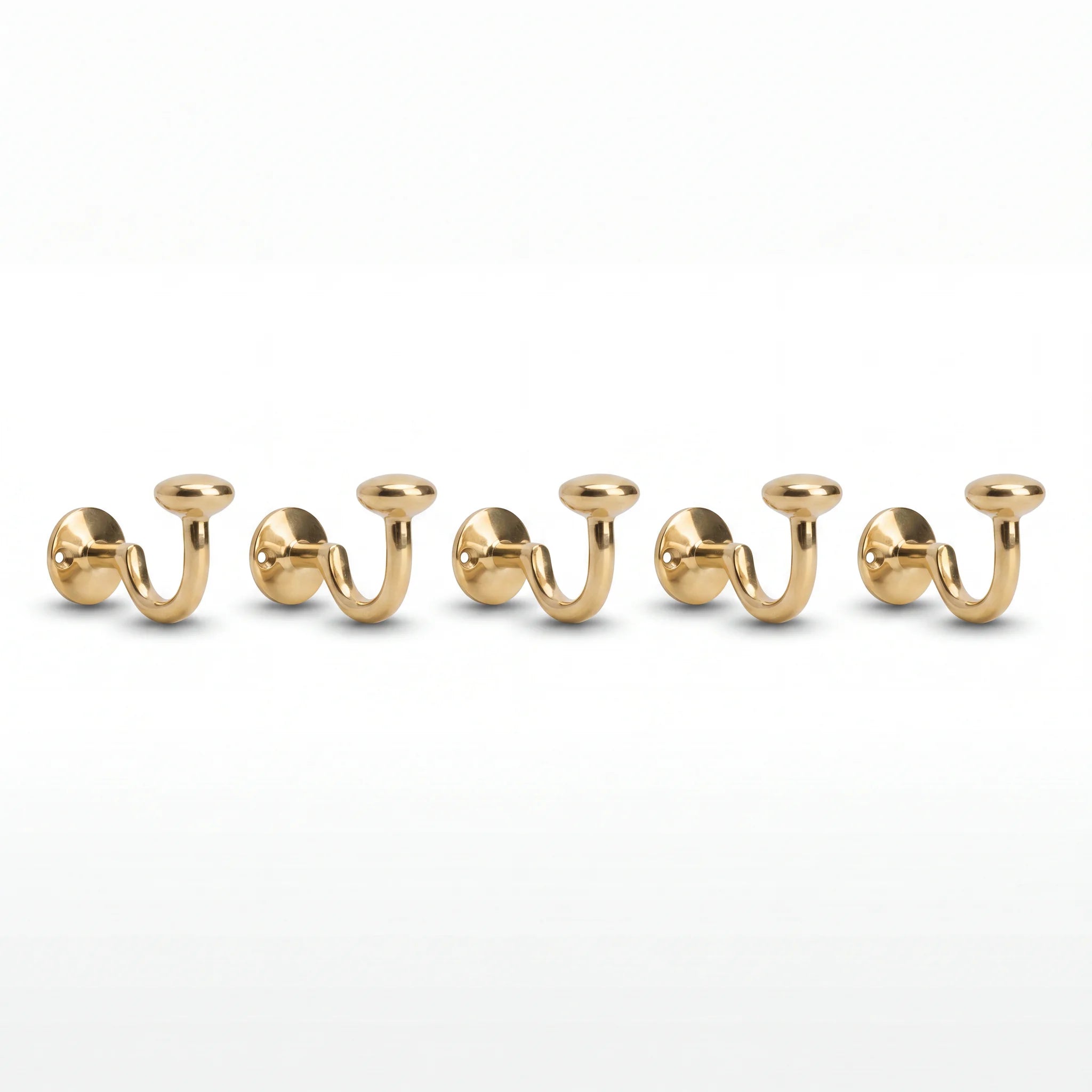 Solid Unlacquered Brass Round Wall Hook