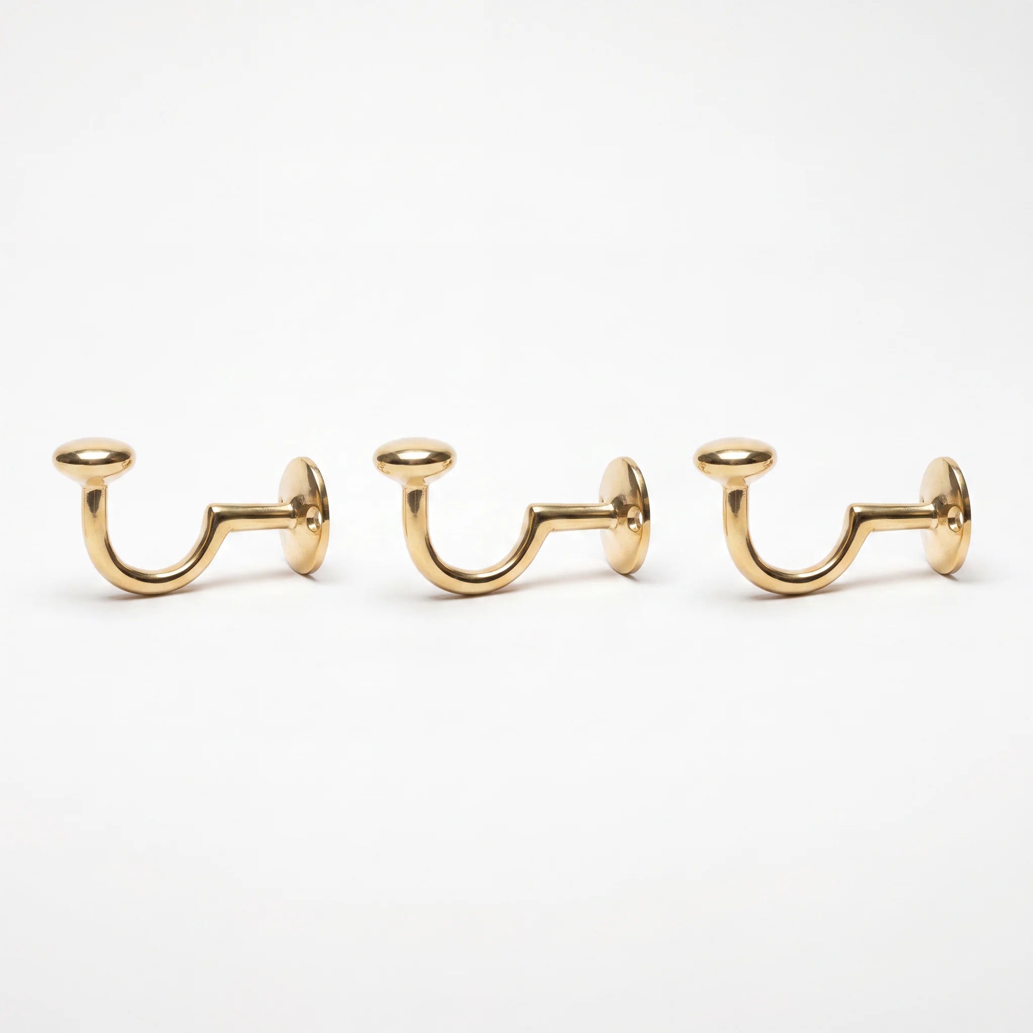 Solid Unlacquered Brass Round Wall Hook