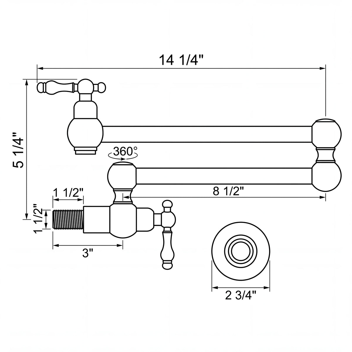 Belo Unlacquered Pot Filler technical document 1
