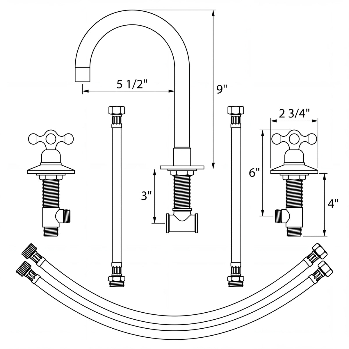 Lumi Widespread Bathroom Faucet technical document 1