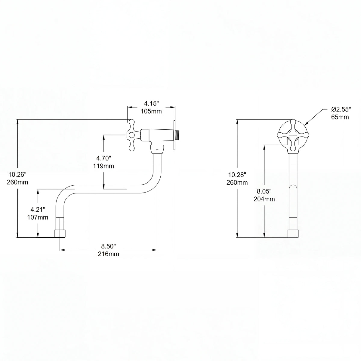 Brass Hand Engraved Pot Filler technical document 1