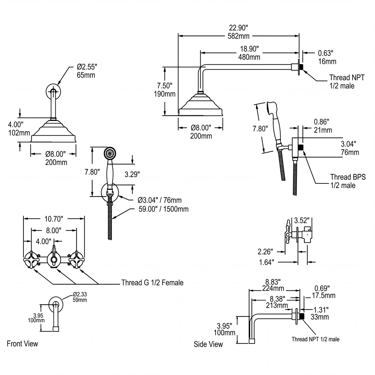 Sova Concealed Shower System technical document 1
