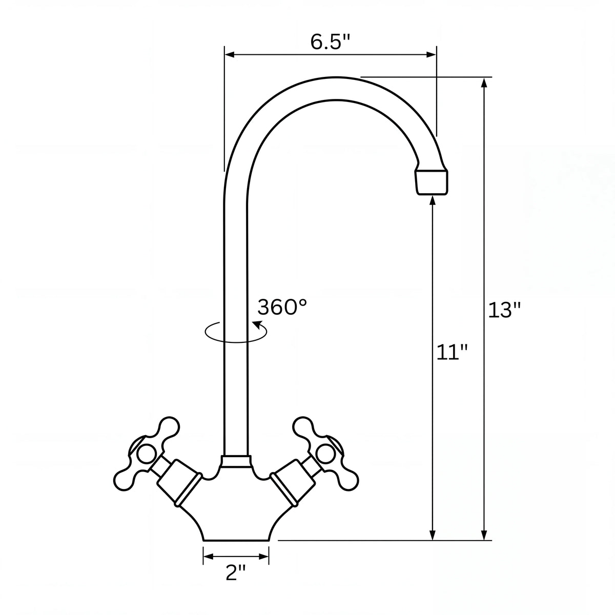 Brass Gooseneck Single Hole Bathroom Faucet technical document 1