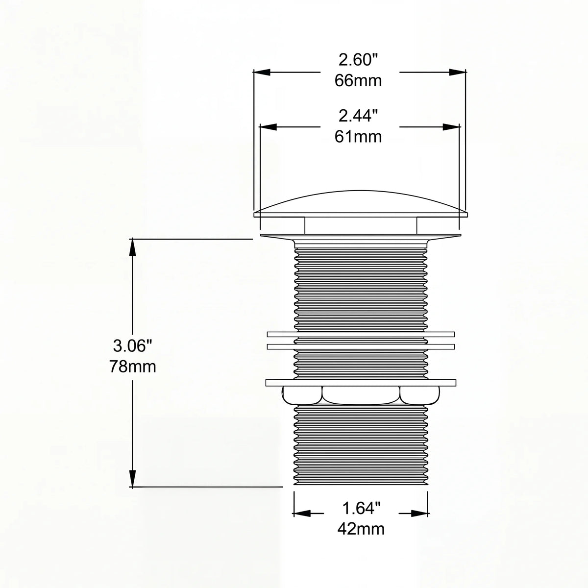 Solid Unlacquered Brass Pop-Up Drain technical document 1