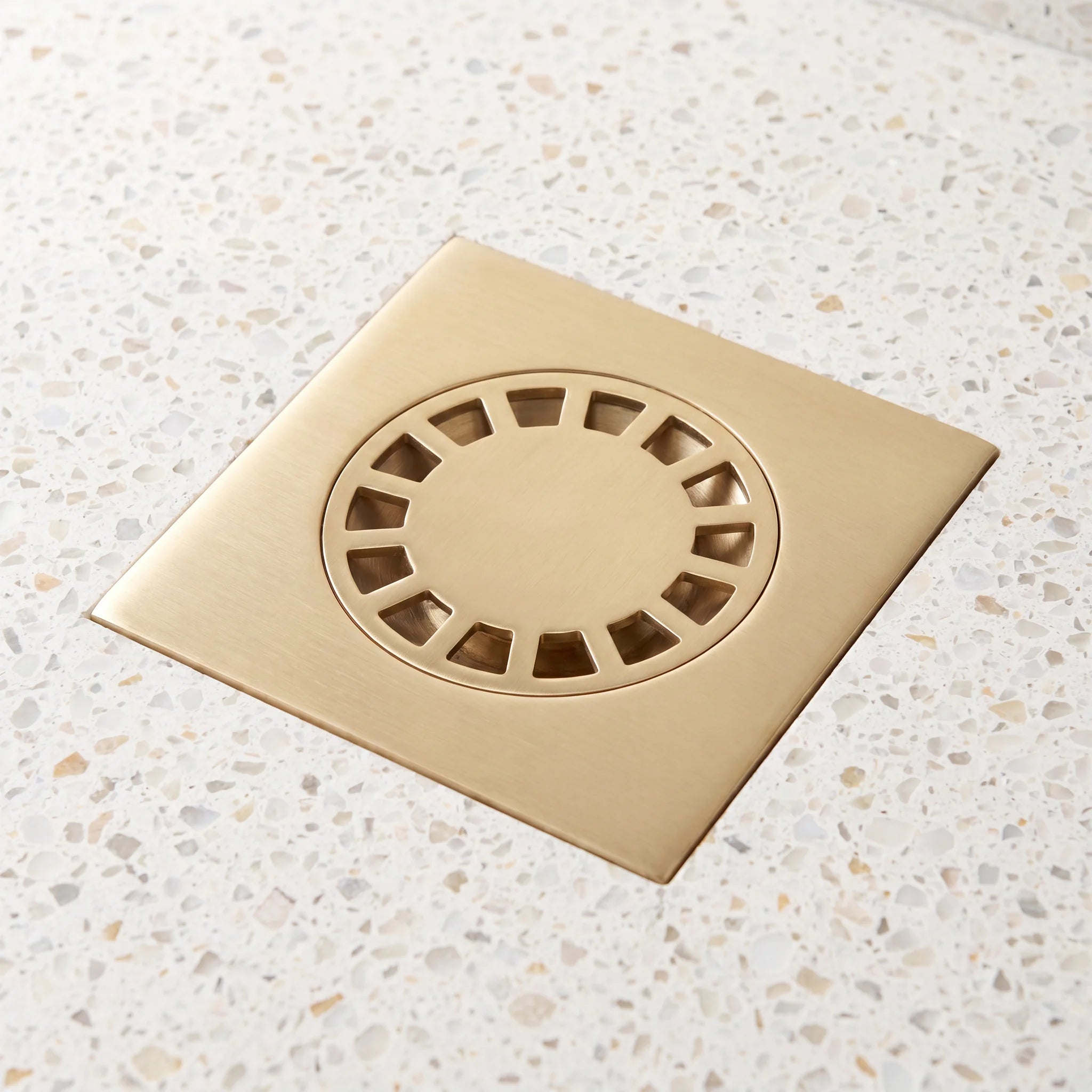 Unlacquered Brass Square Floor Drain
