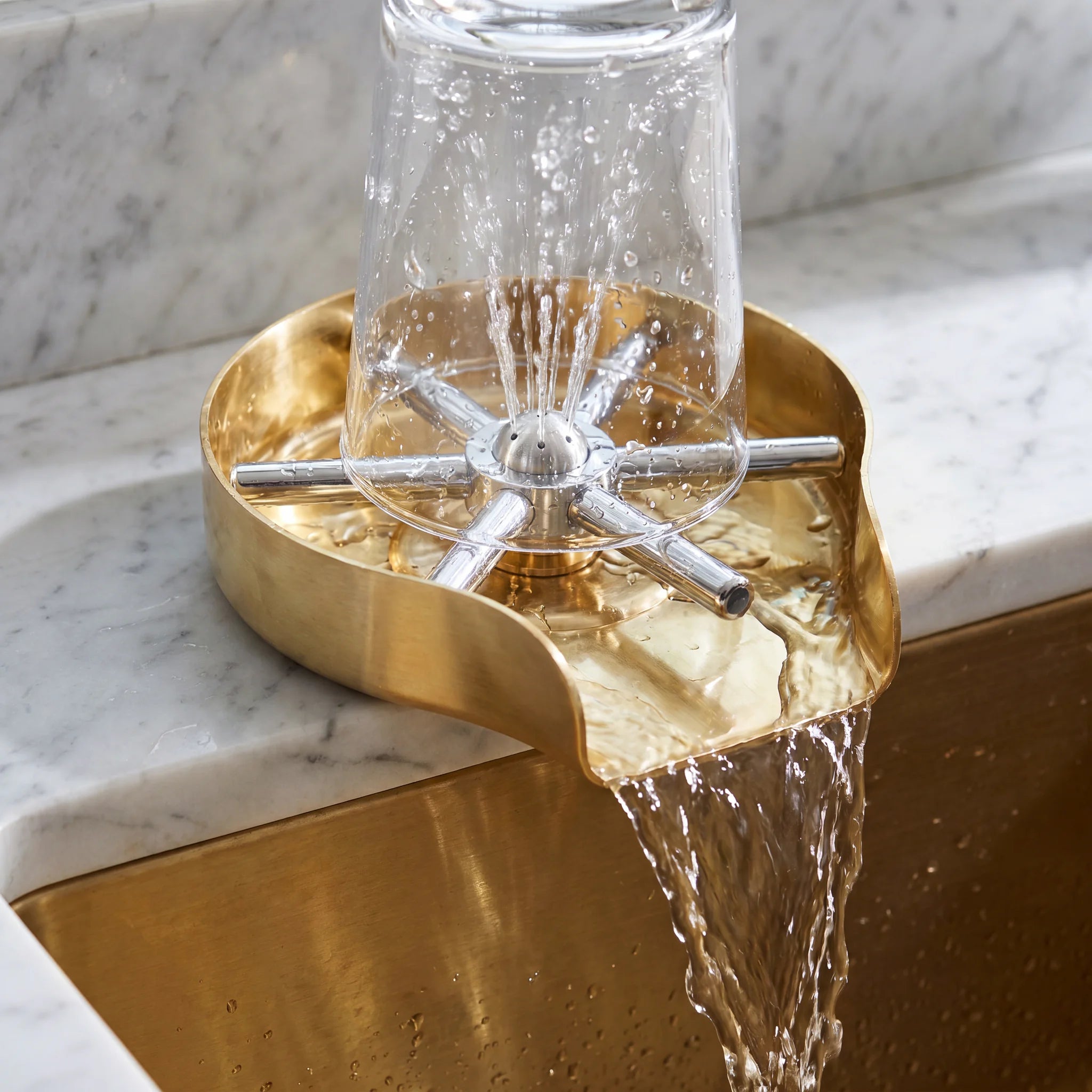 Solid Unlacquered Brass Glass Rinser for Kitchen Sinks