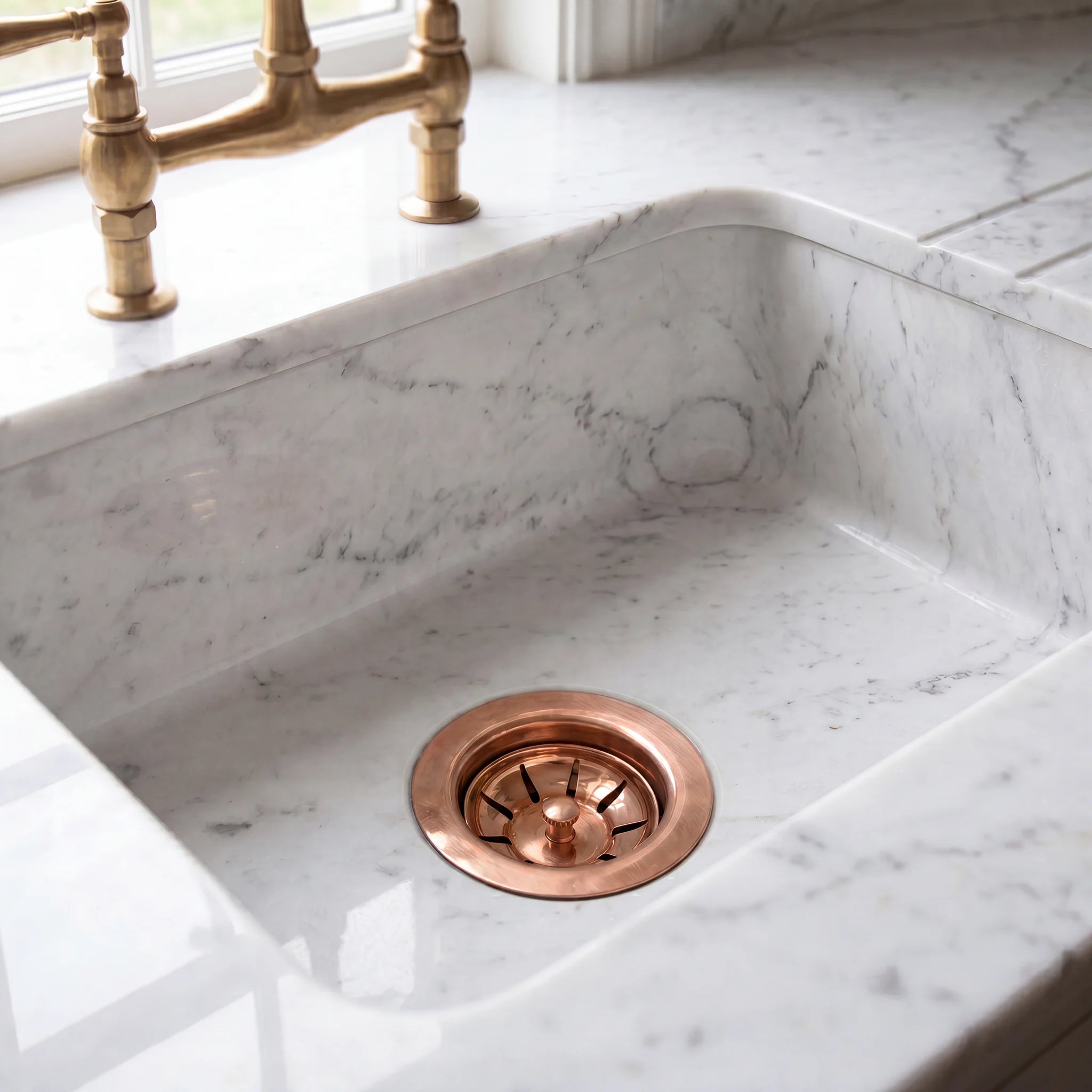 Solid Unlacquered Brass & Copper Drop-In Sink Strainer
