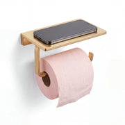 Solid Unlacquered Brass Toilet Paper Holder with Shelf