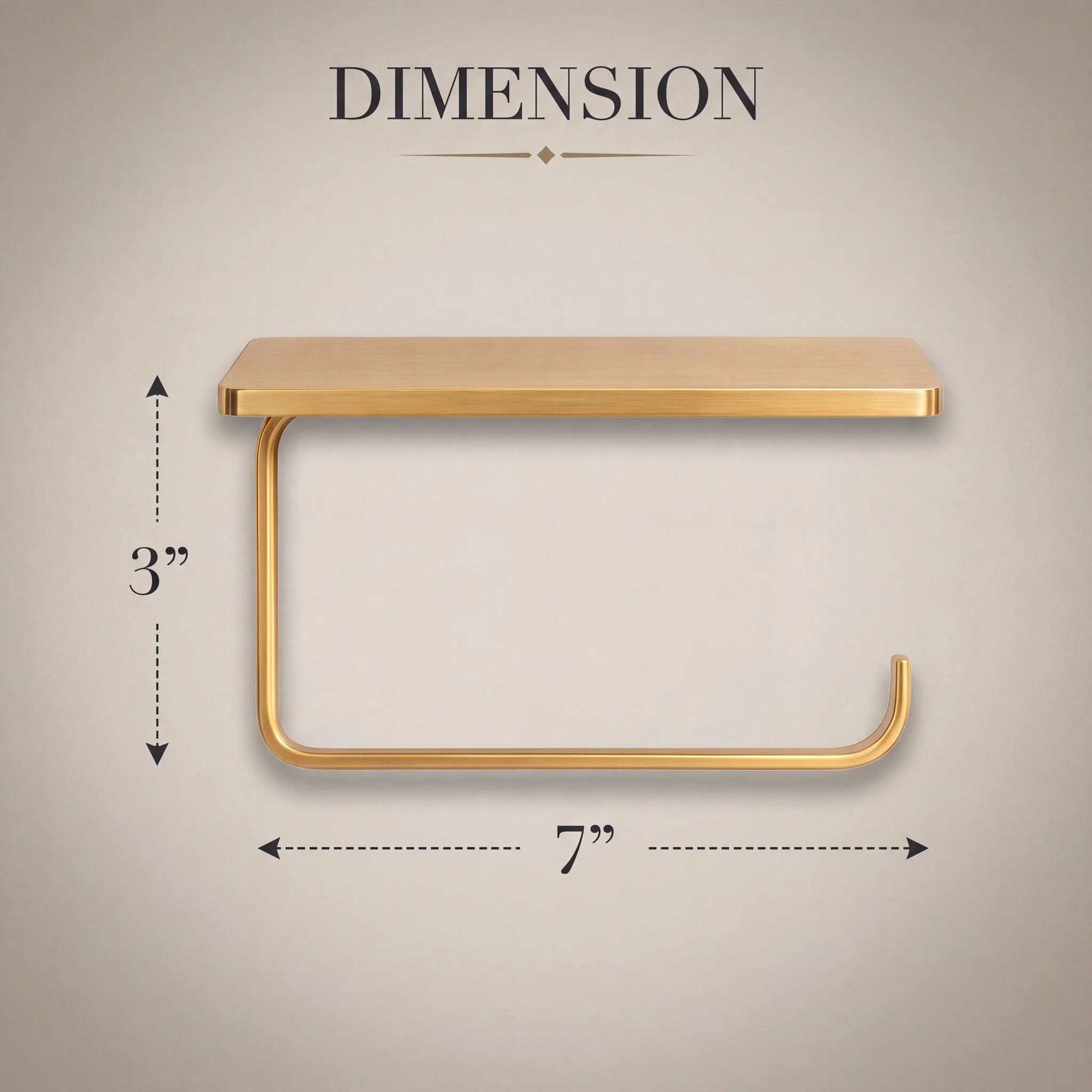 Solid Unlacquered Brass Toilet Paper Holder with Shelf