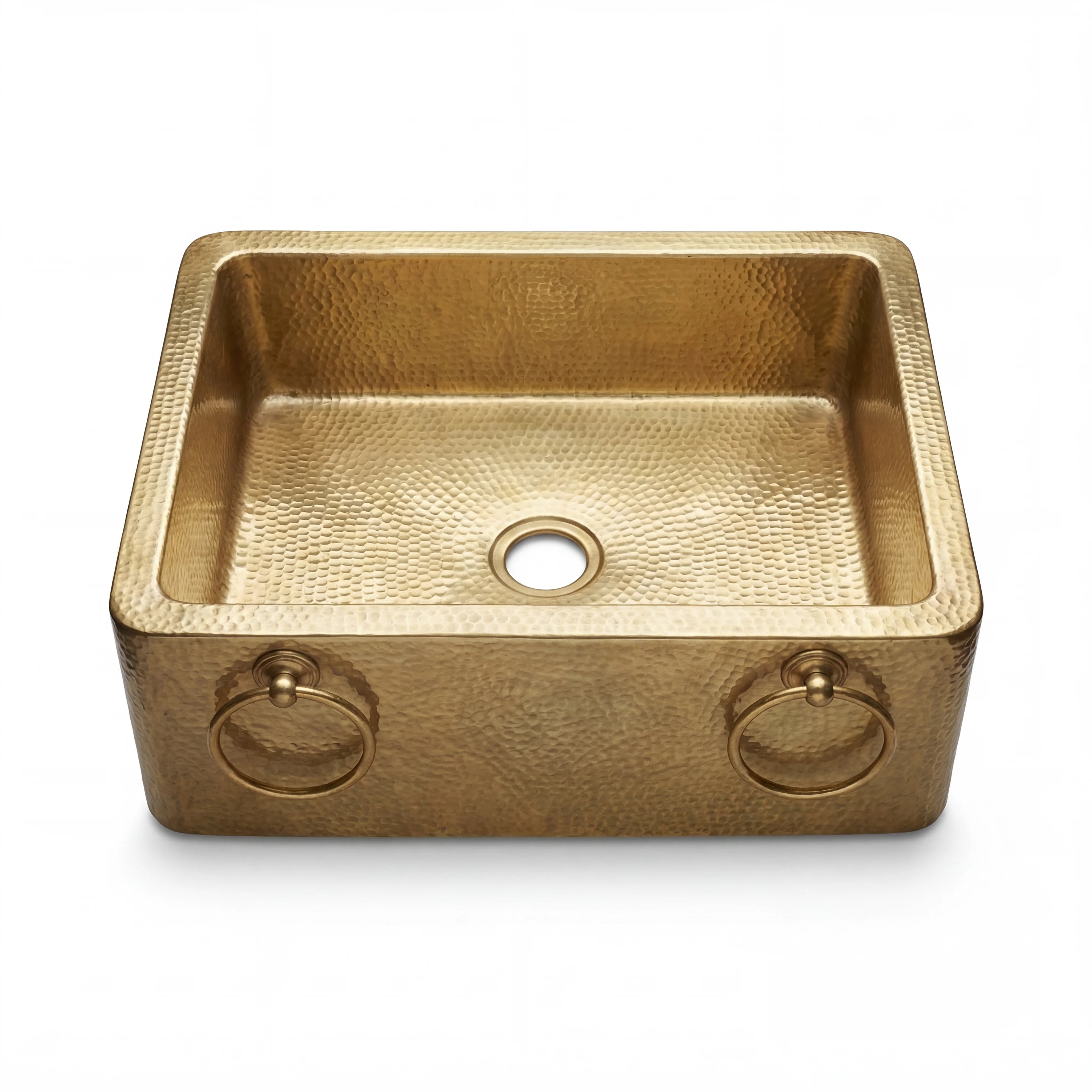 Brass Farmhouse Sink with Ring Handles