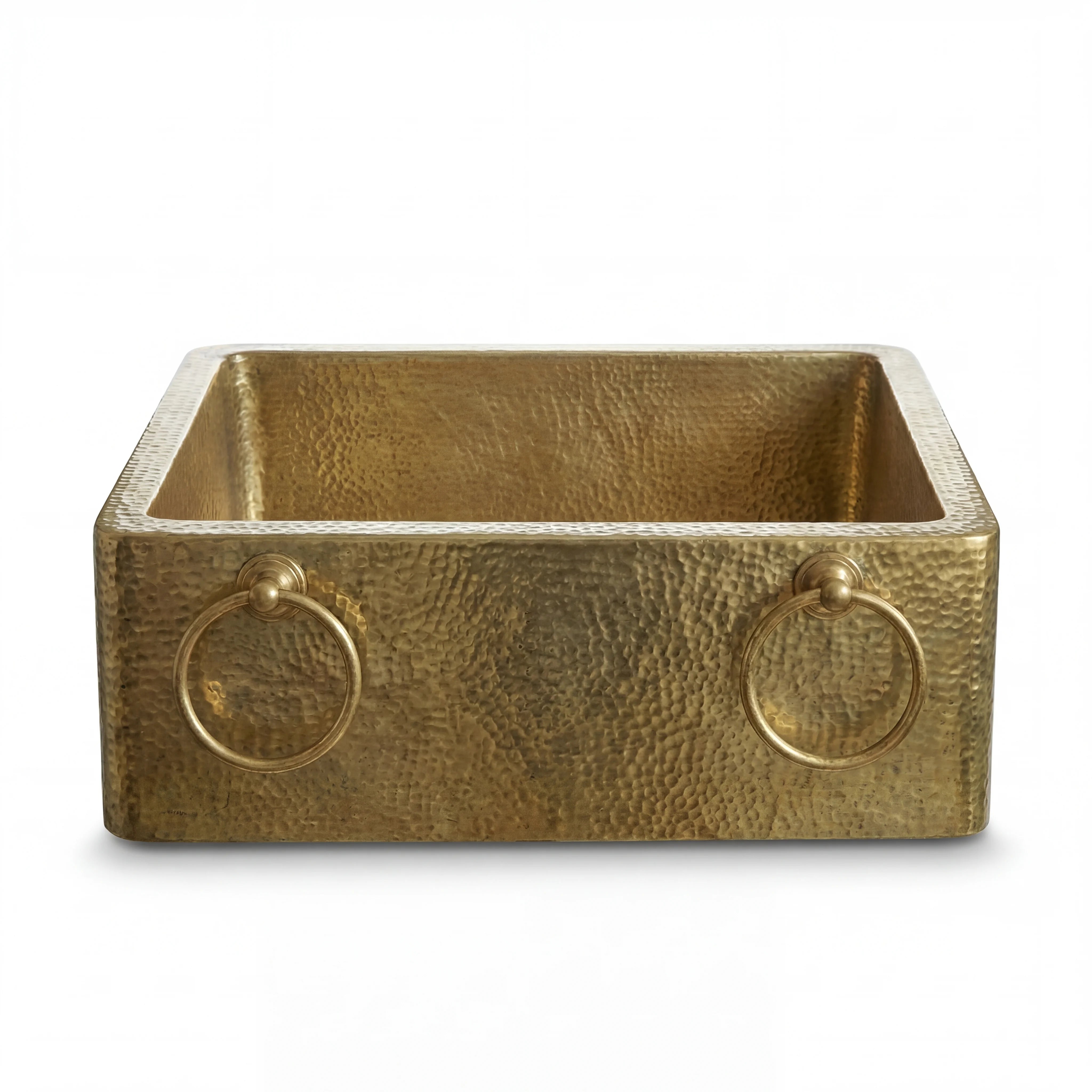 Brass Farmhouse Sink with Ring Handles