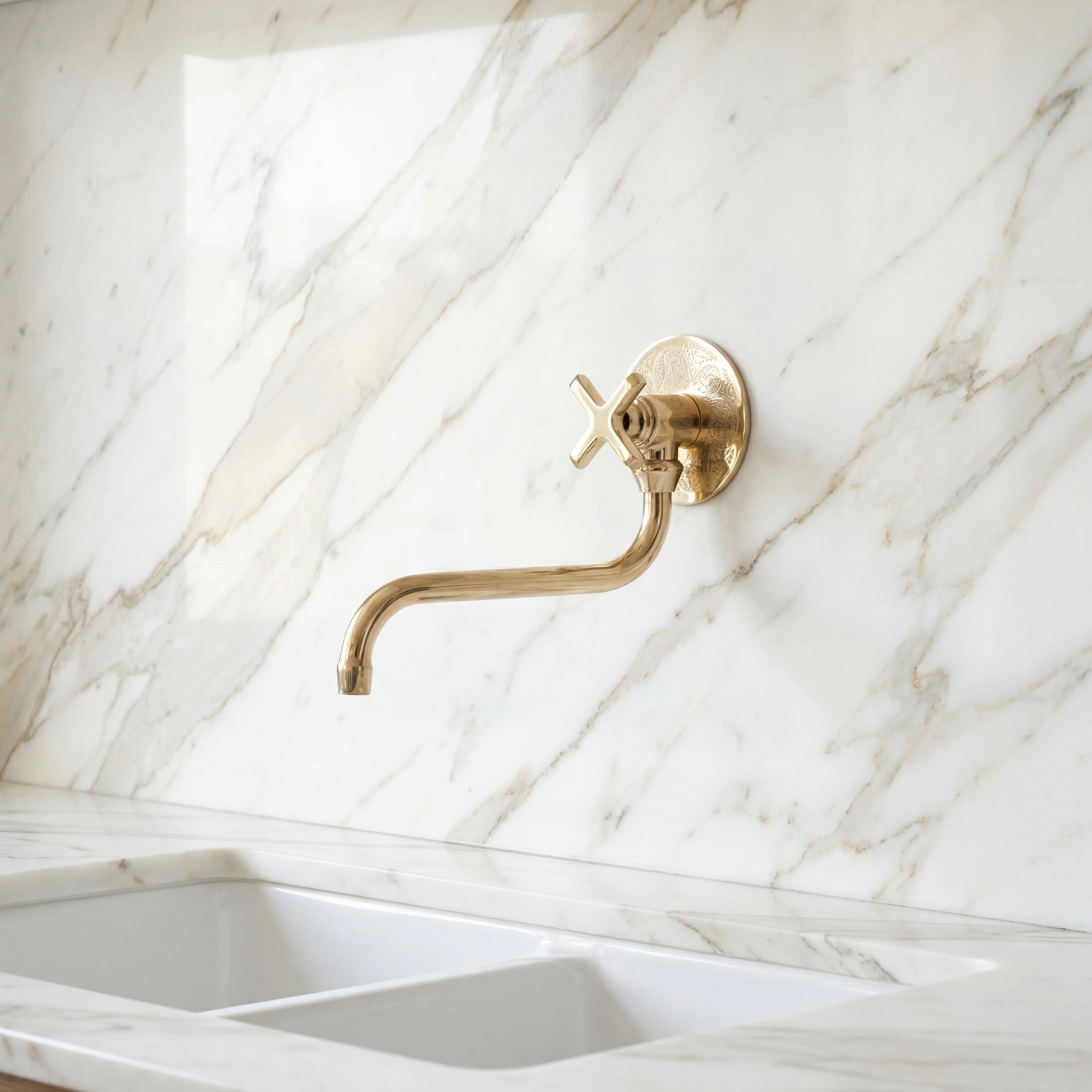 Brass Engraved Single Arm Pot Filler