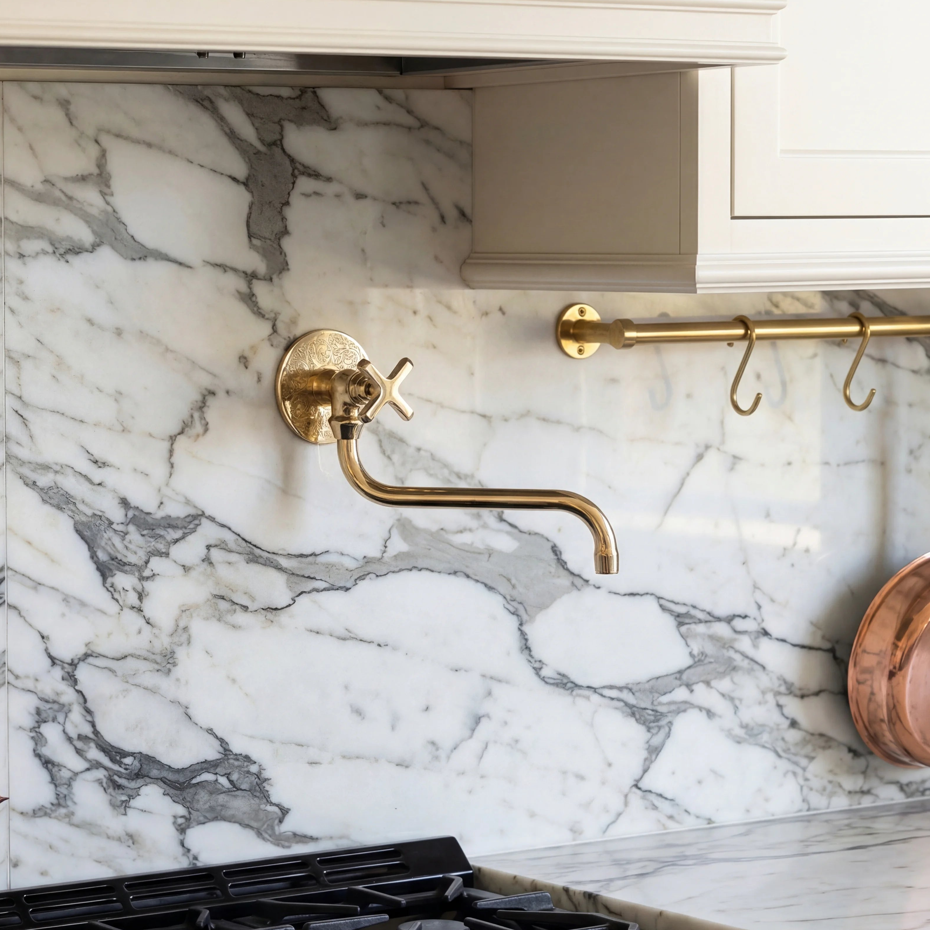 Brass Engraved Single Arm Pot Filler