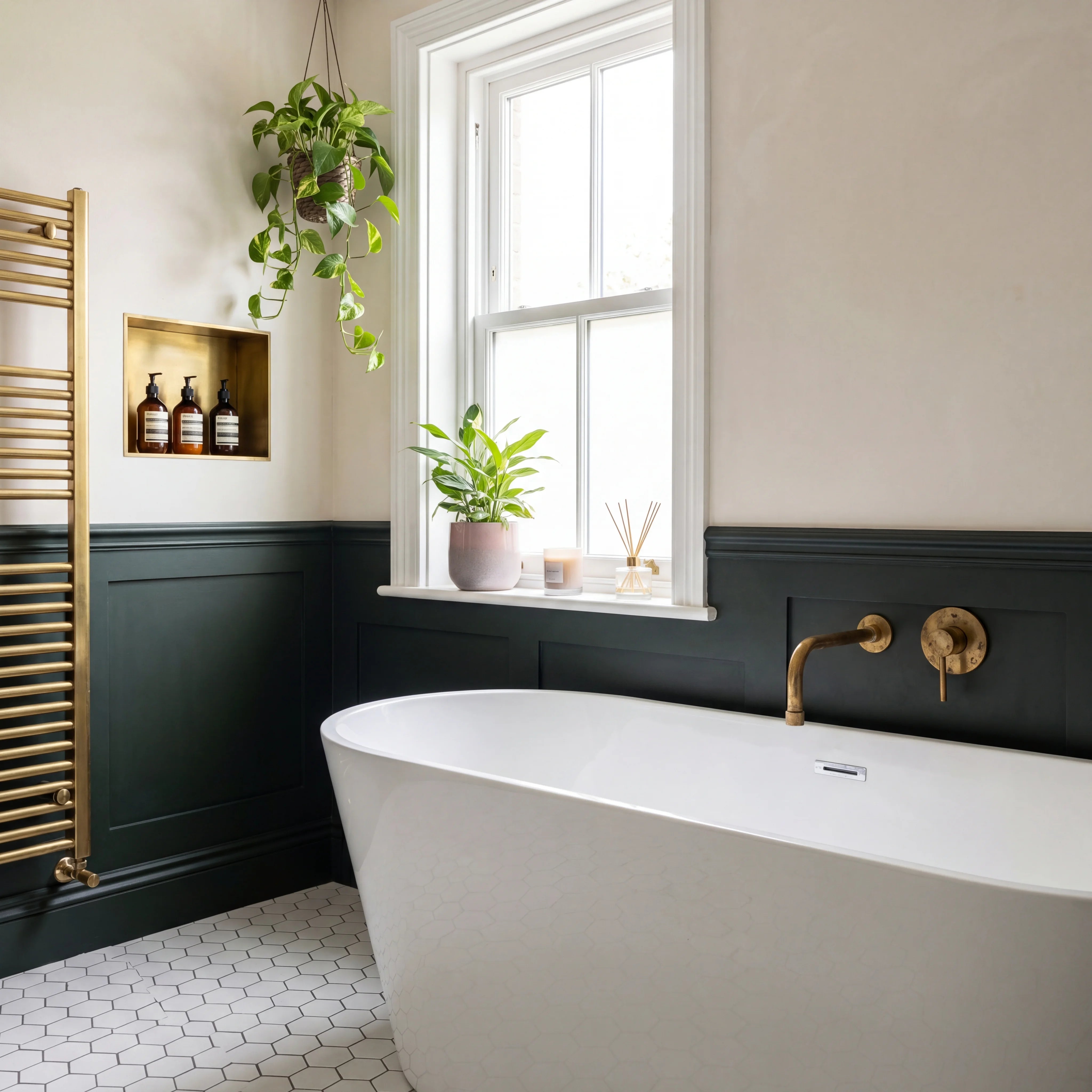 Antique Brass Wall Mounted Tub Filler