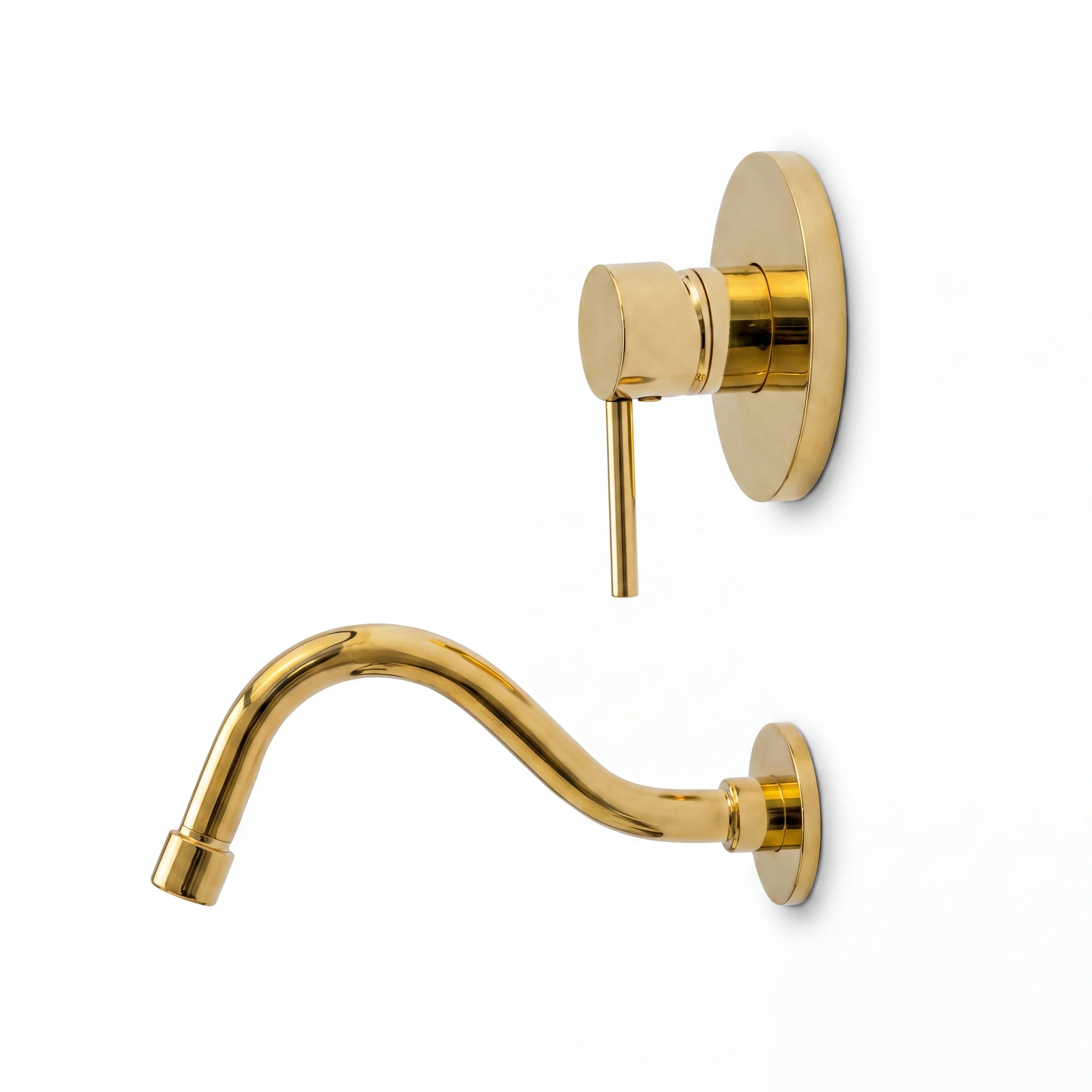 Antique Brass Wall Mounted Tub Filler with S-Spout