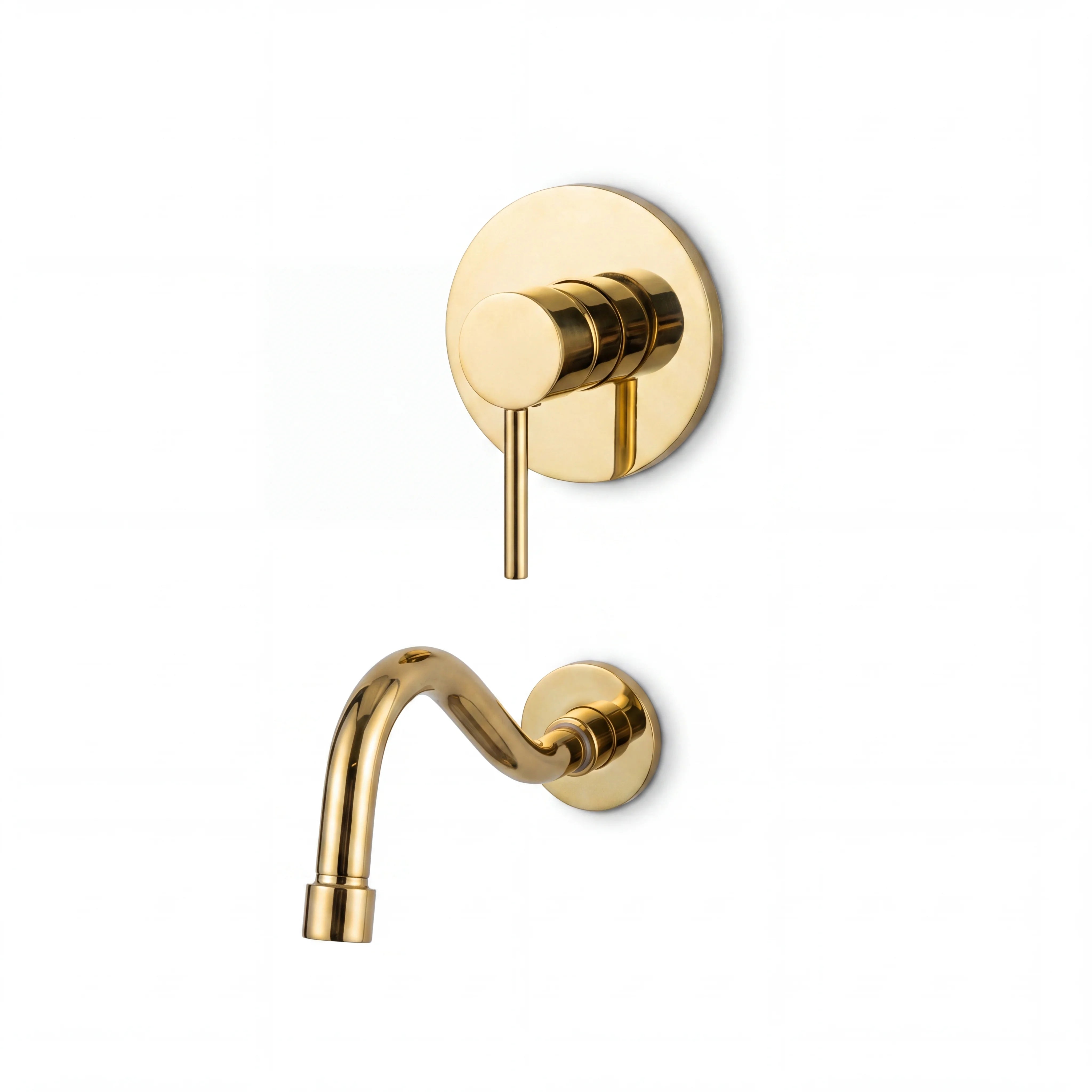 Antique Brass Wall Mounted Tub Filler with S-Spout