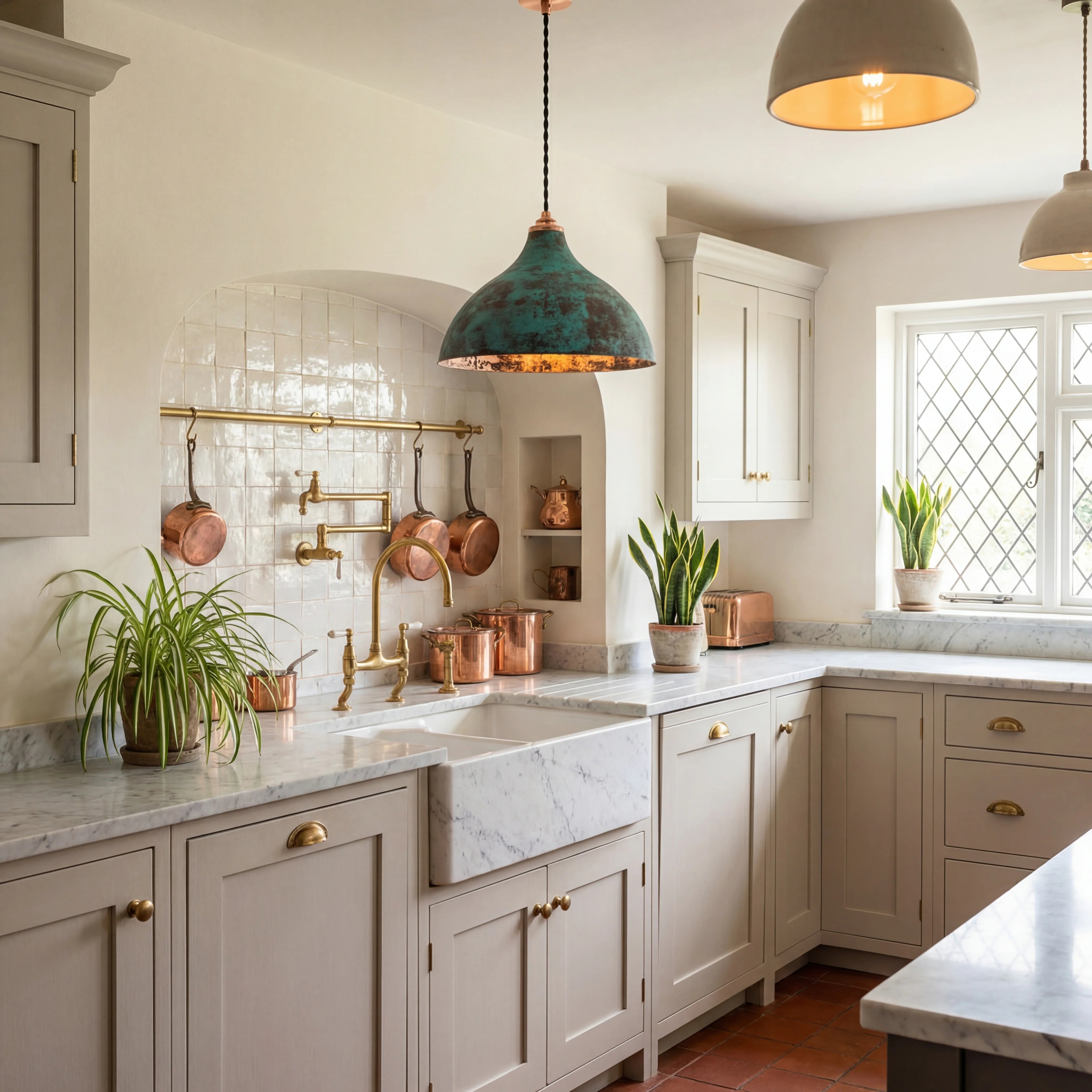 Teal Antique Copper Pendant Lamp