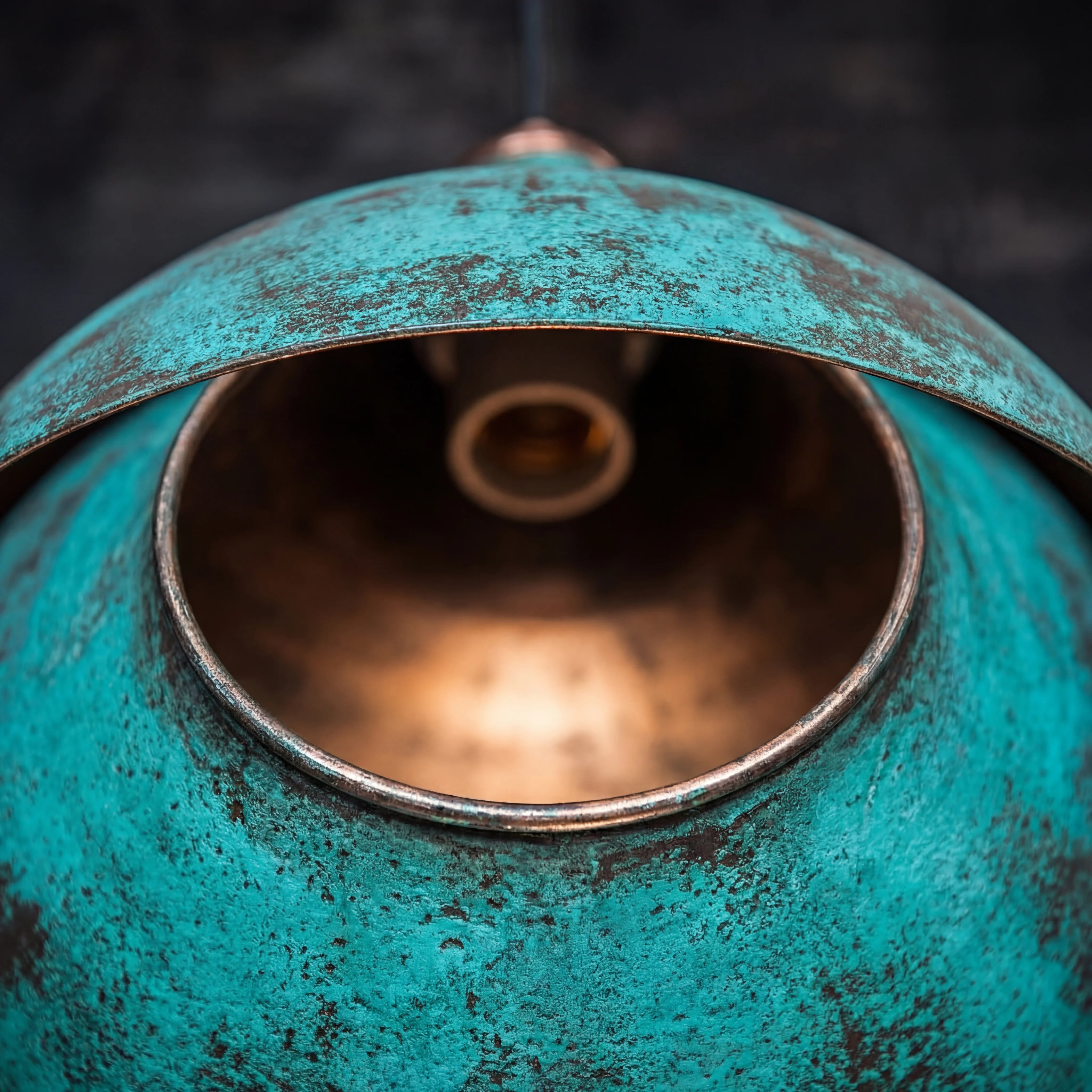 Teal Antique Copper Pendant Lamp
