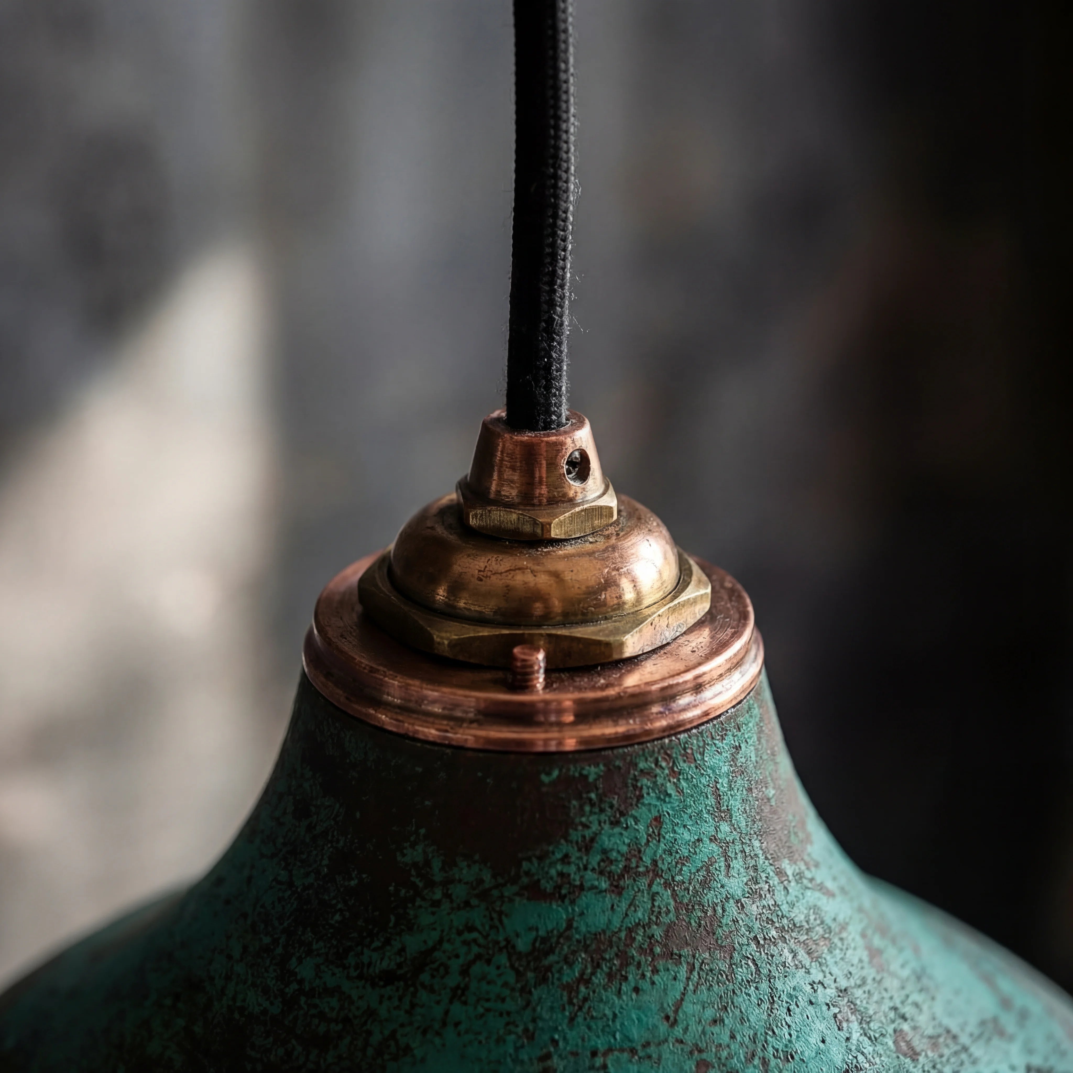 Teal Antique Copper Pendant Lamp