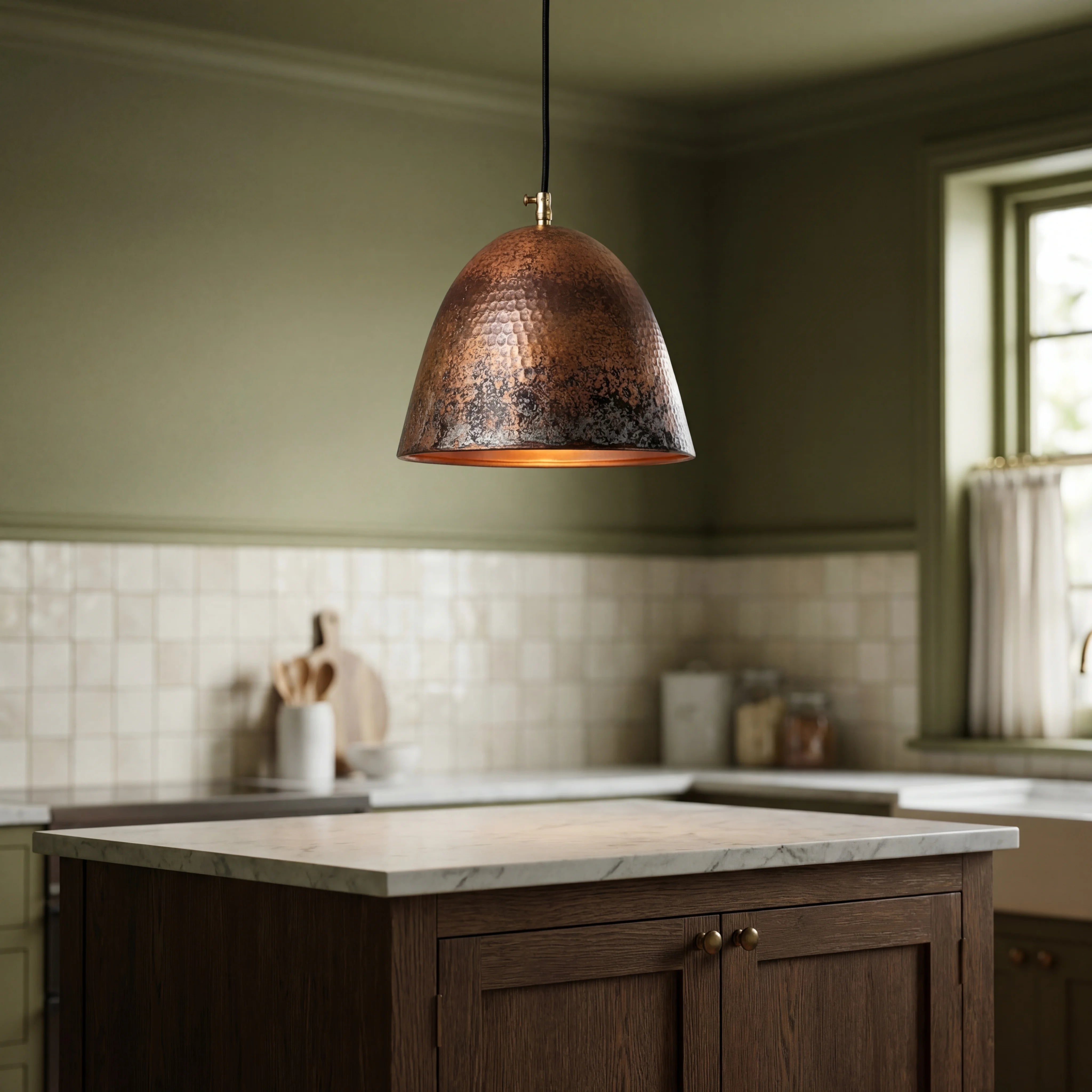 Nox Antique Hammered Copper Pendant Lamp