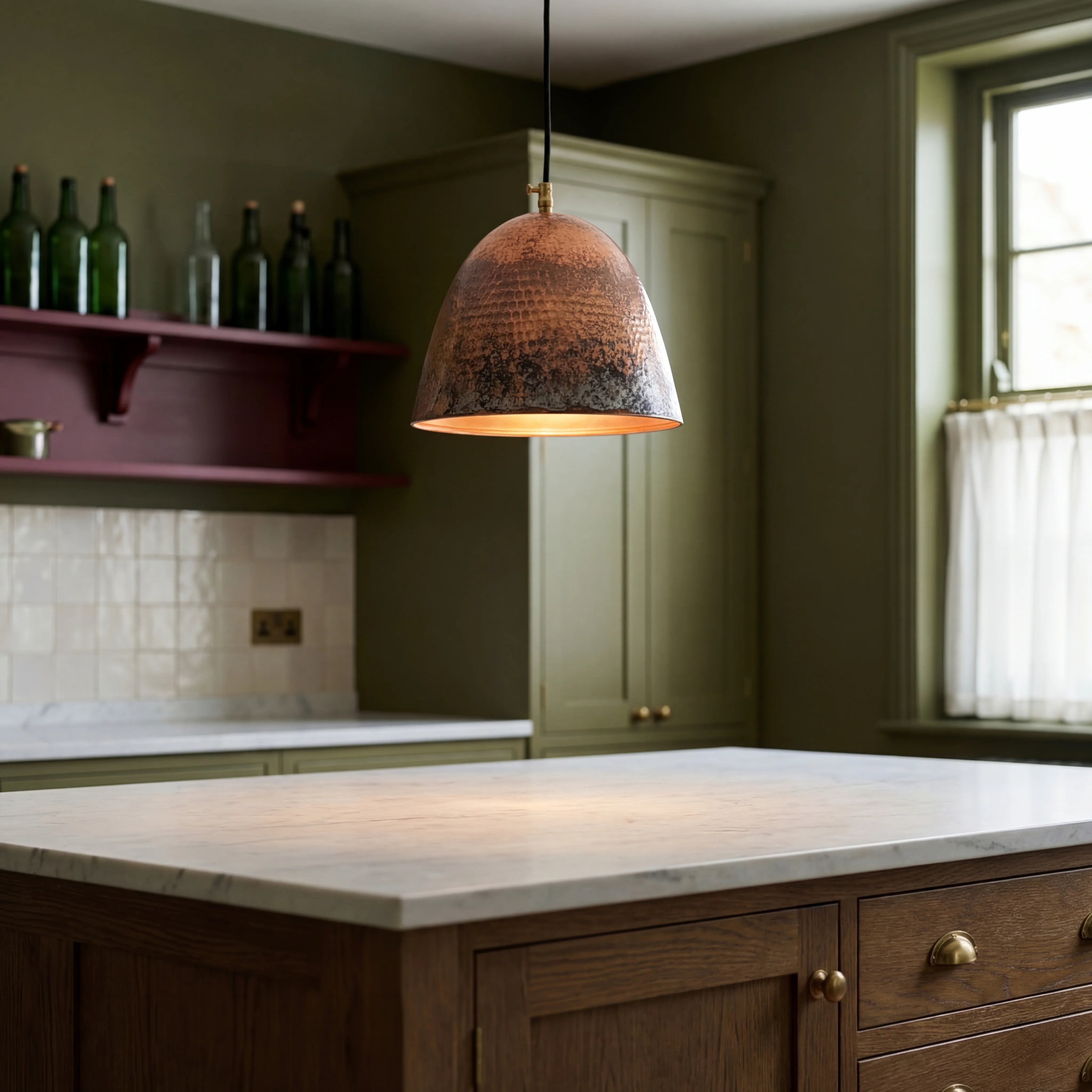Nox Antique Hammered Copper Pendant Lamp