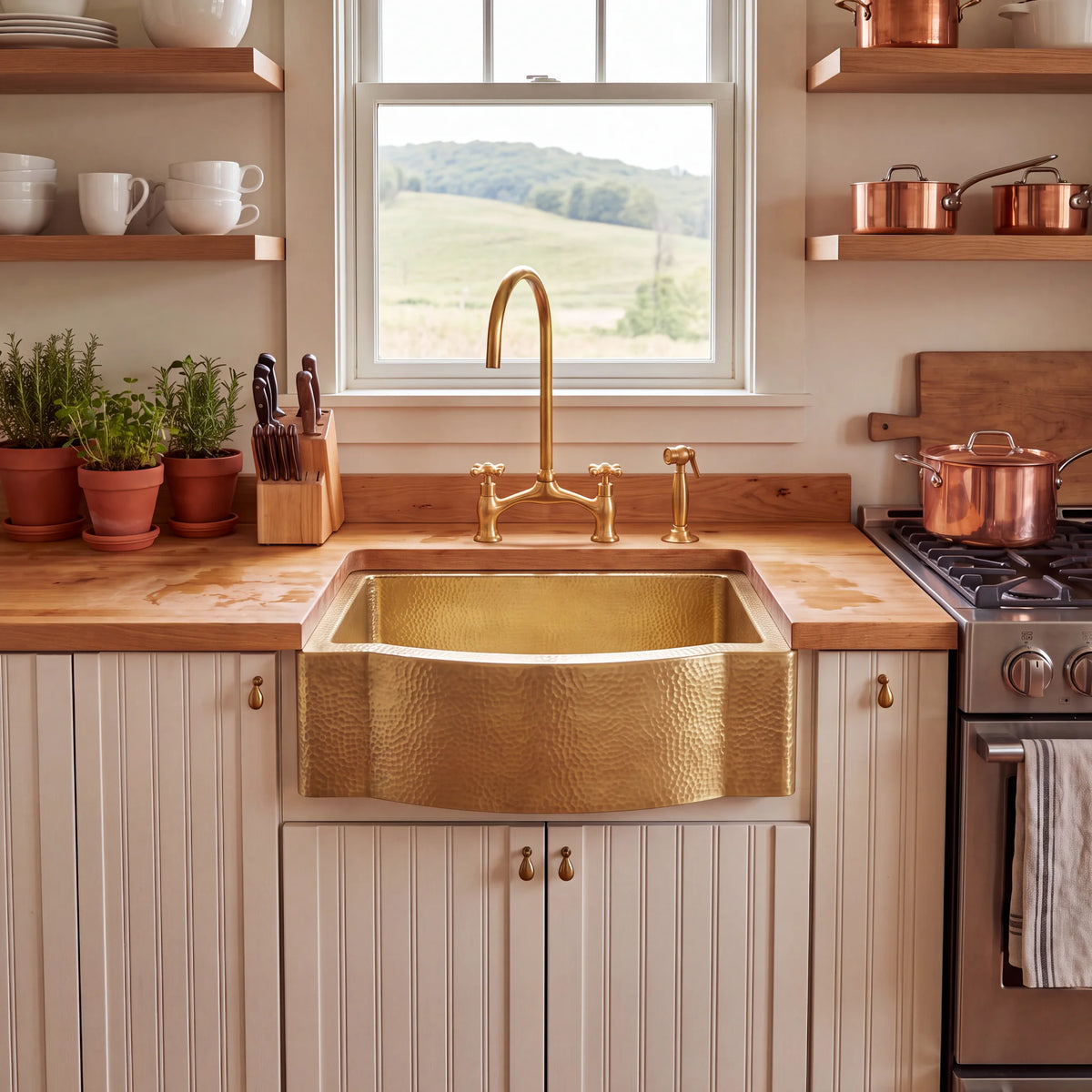 Regent Bow Front Brass Apron Sink