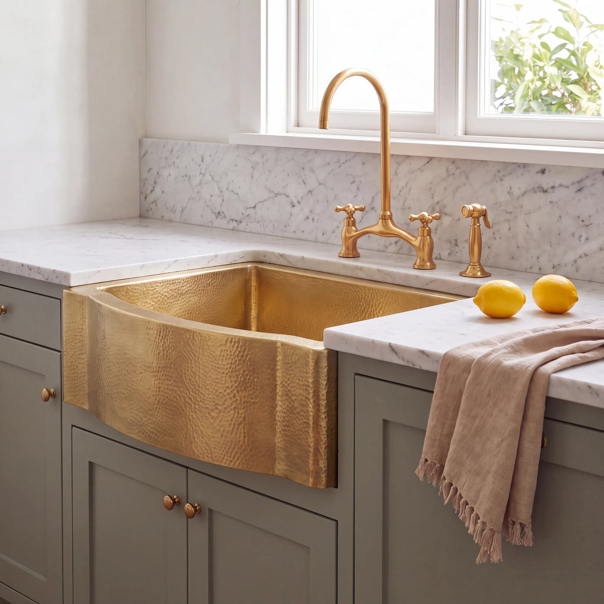 Regent Bow Front Brass Apron Sink