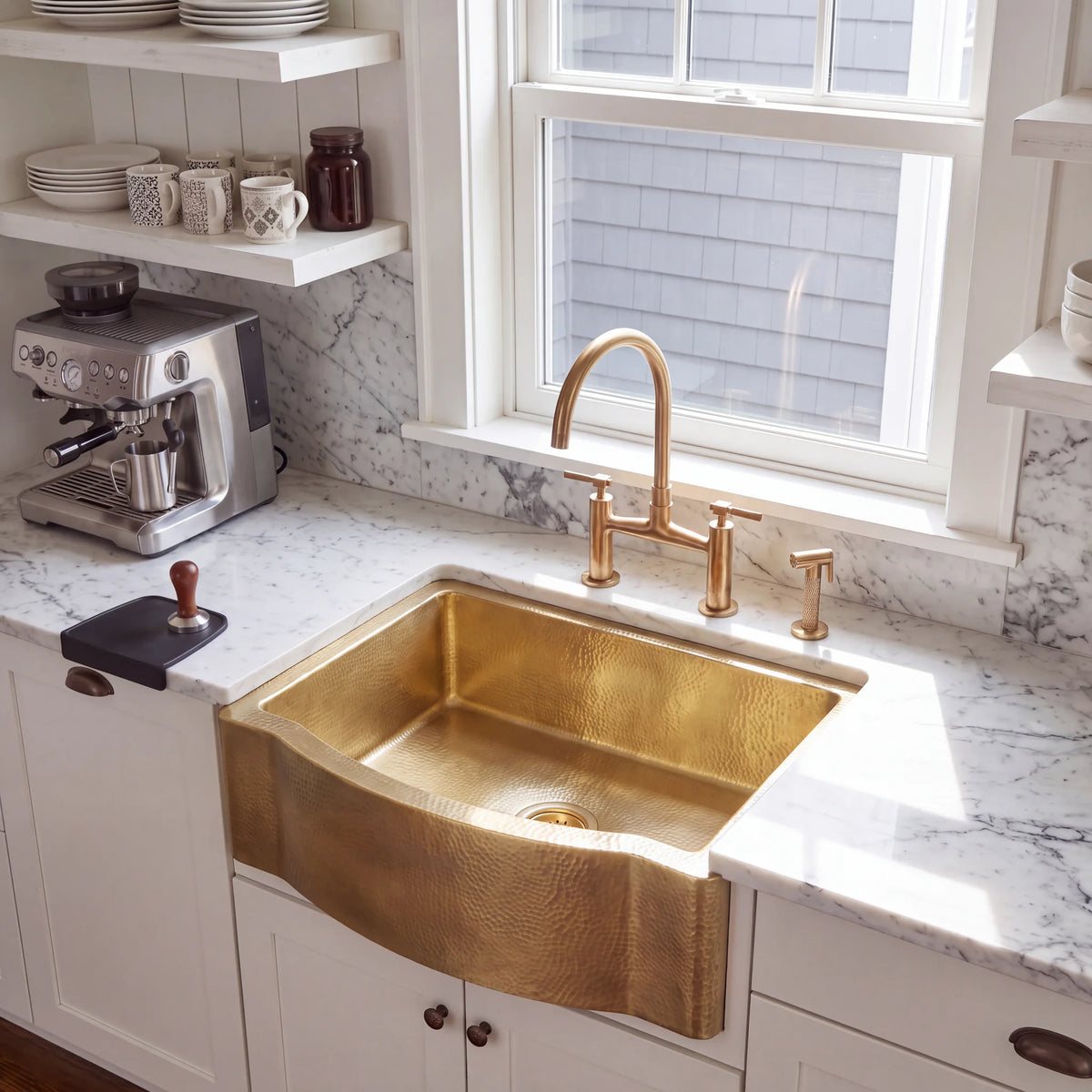 Regent Bow Front Brass Apron Sink