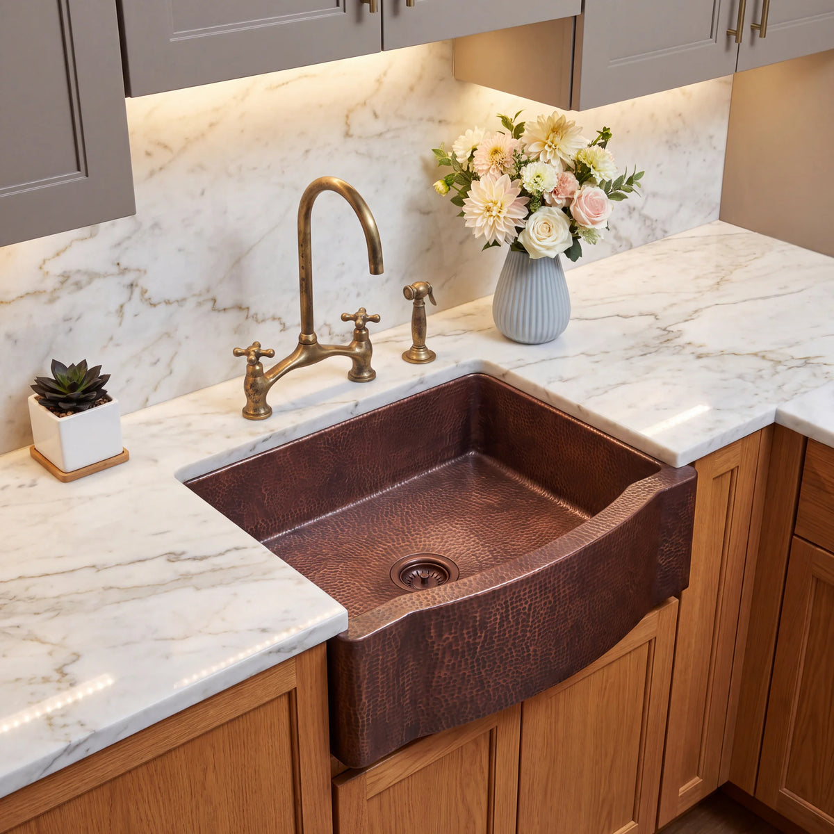 Regent Bow Front Copper Apron Sink