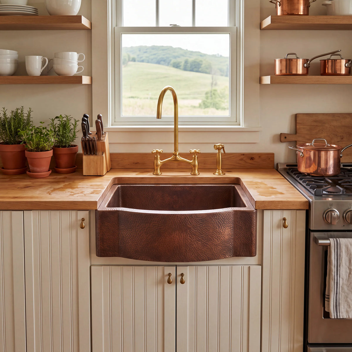 Regent Bow Front Copper Apron Sink