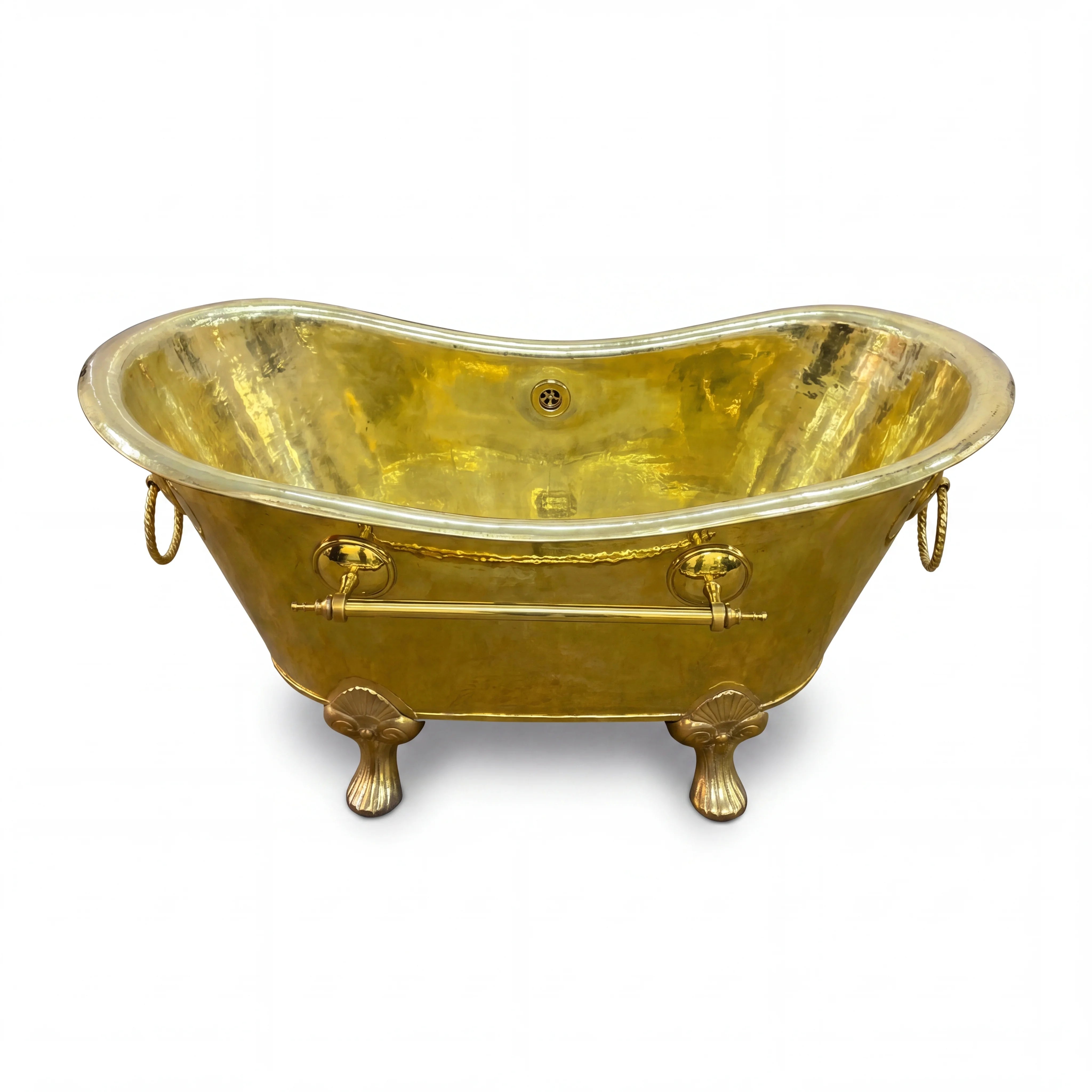 Brass Clawfoot Bathtub with Rope Handles
