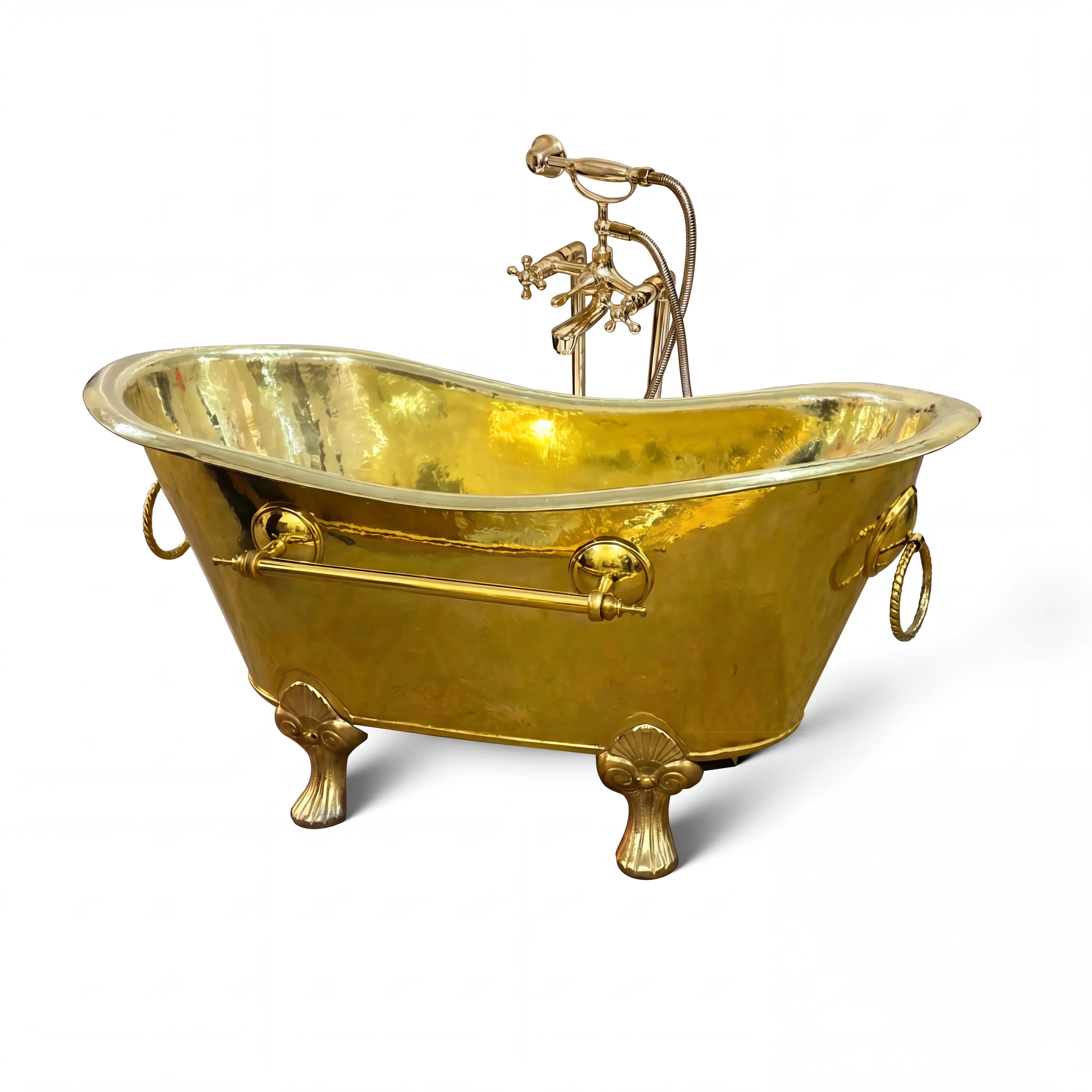 Brass Clawfoot Bathtub with Rope Handles