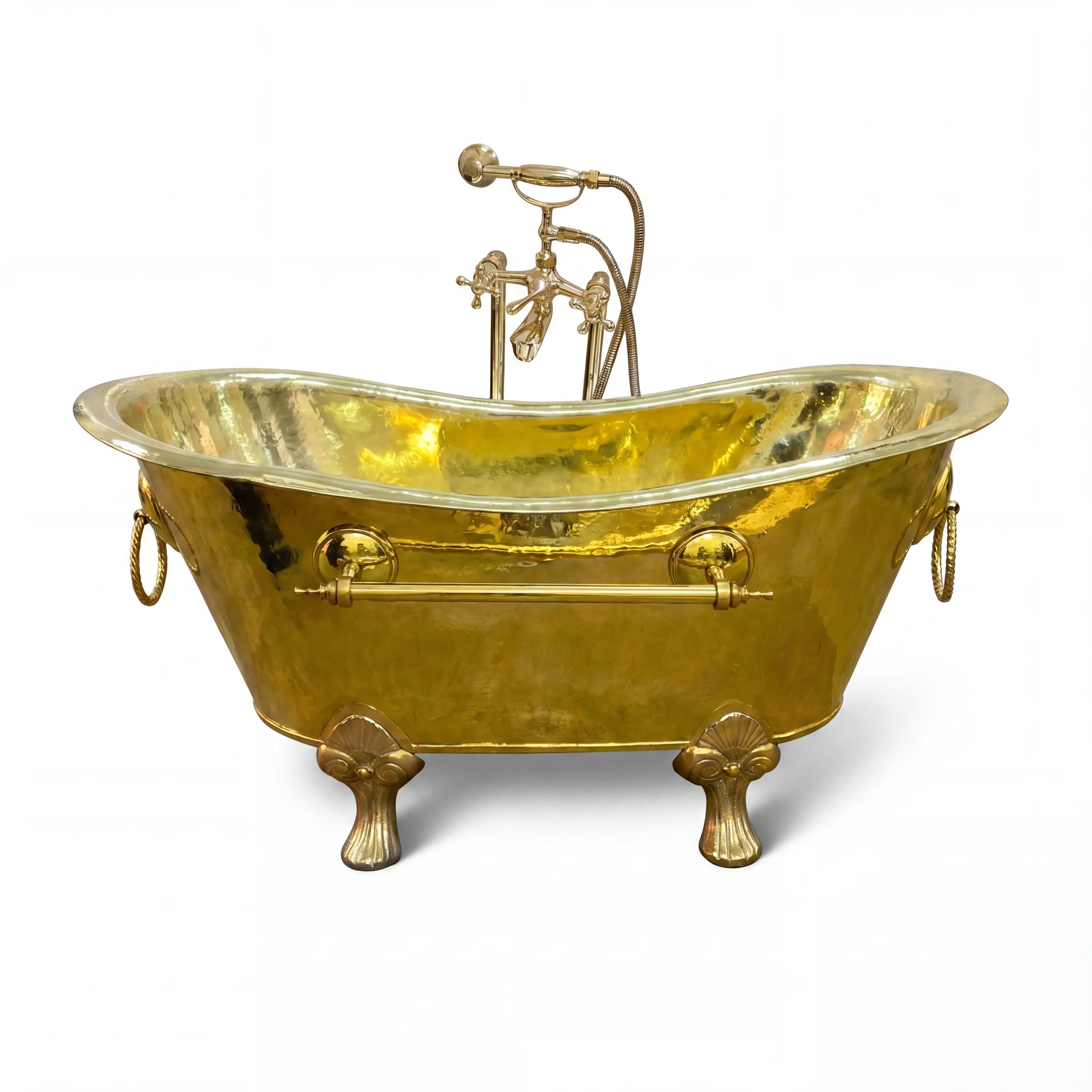 Brass Clawfoot Bathtub with Rope Handles