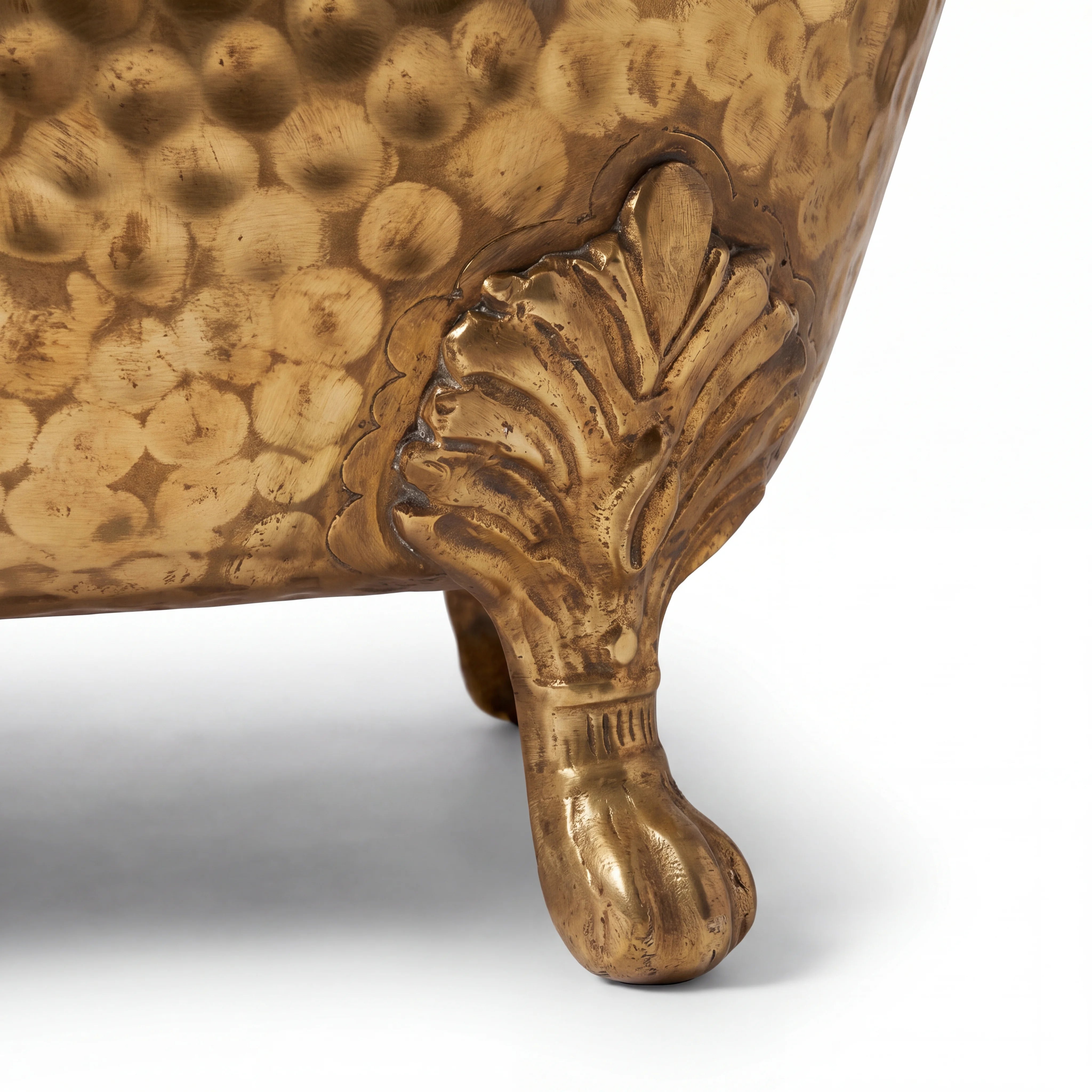 Brass Clawfoot Bathtub with White Interior