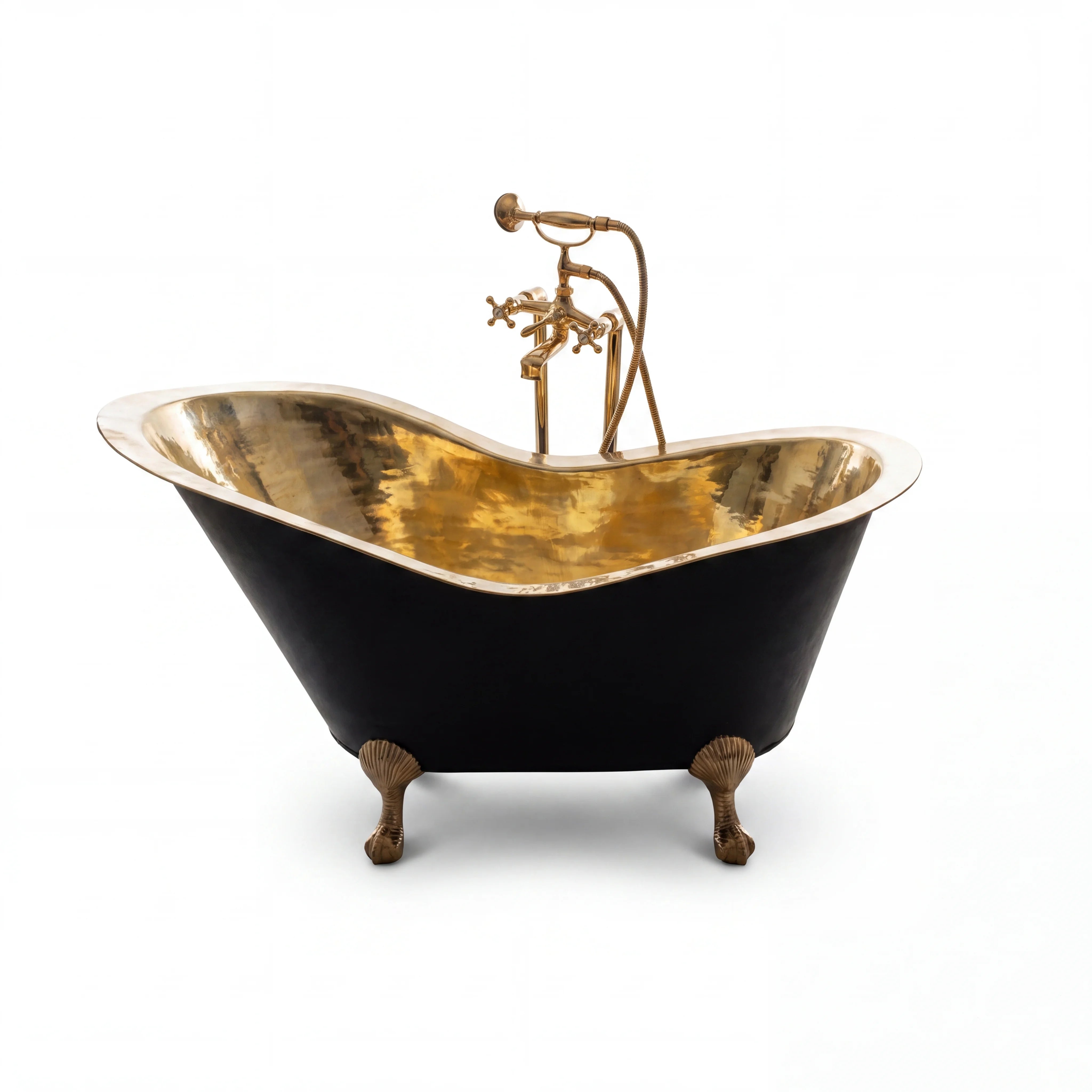 Bañera de garra con grifo monomando de latón