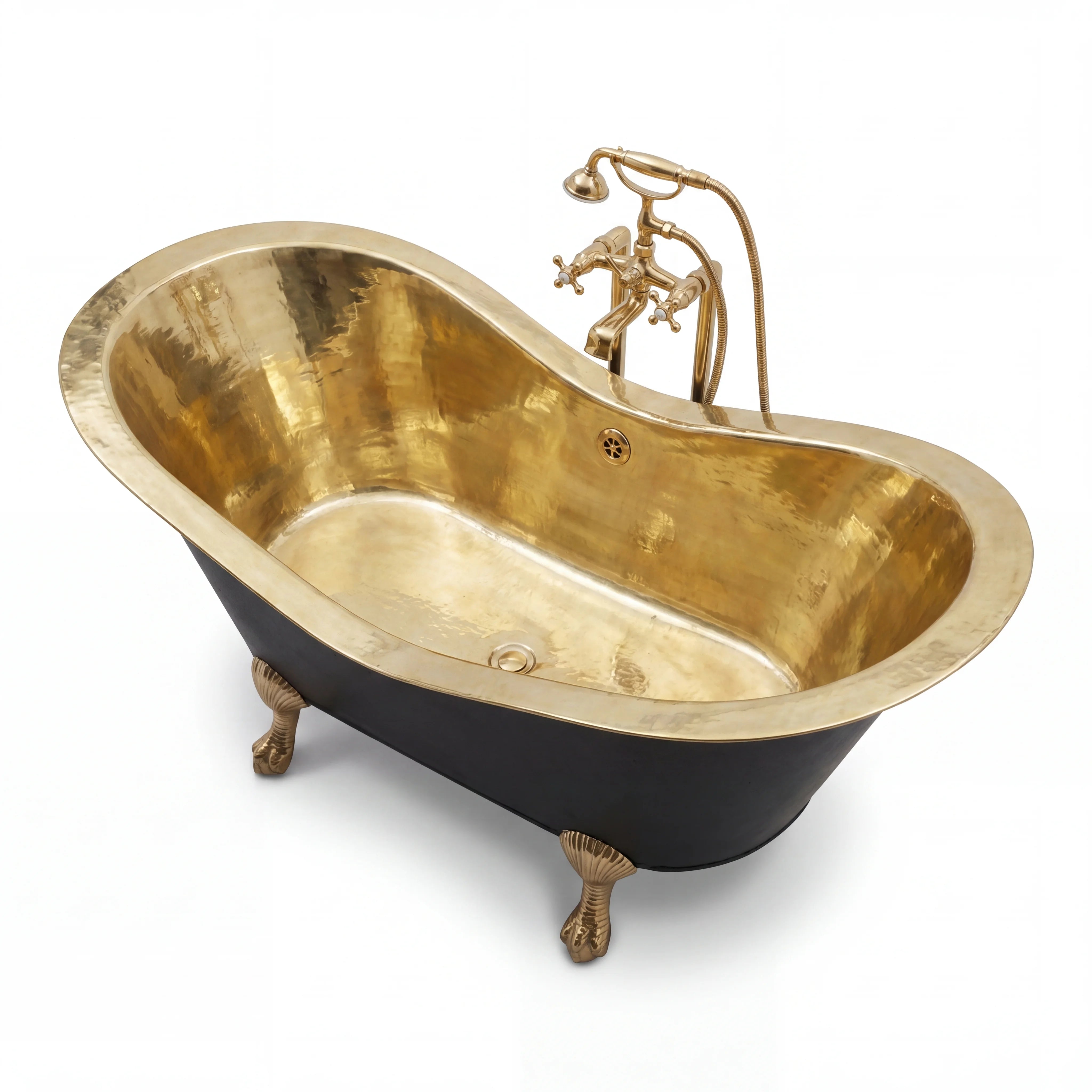 Bañera de garra con grifo monomando de latón