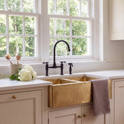 Doppio Double Bowl Brass Farmhouse Sink