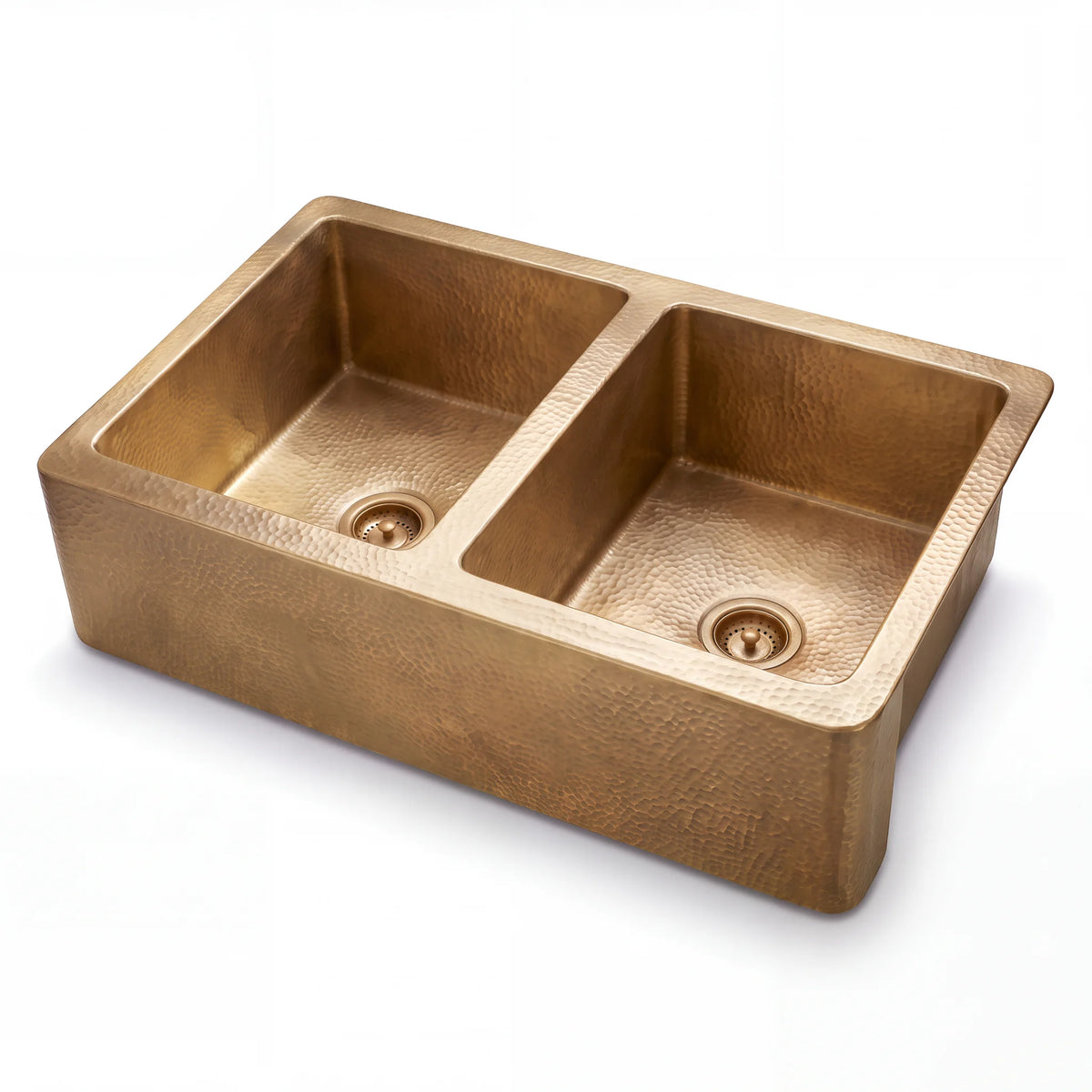 Doppio Double Bowl Brass Farmhouse Sink