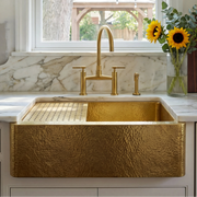 Brass Farmhouse Kitchen Sink with Draining Board