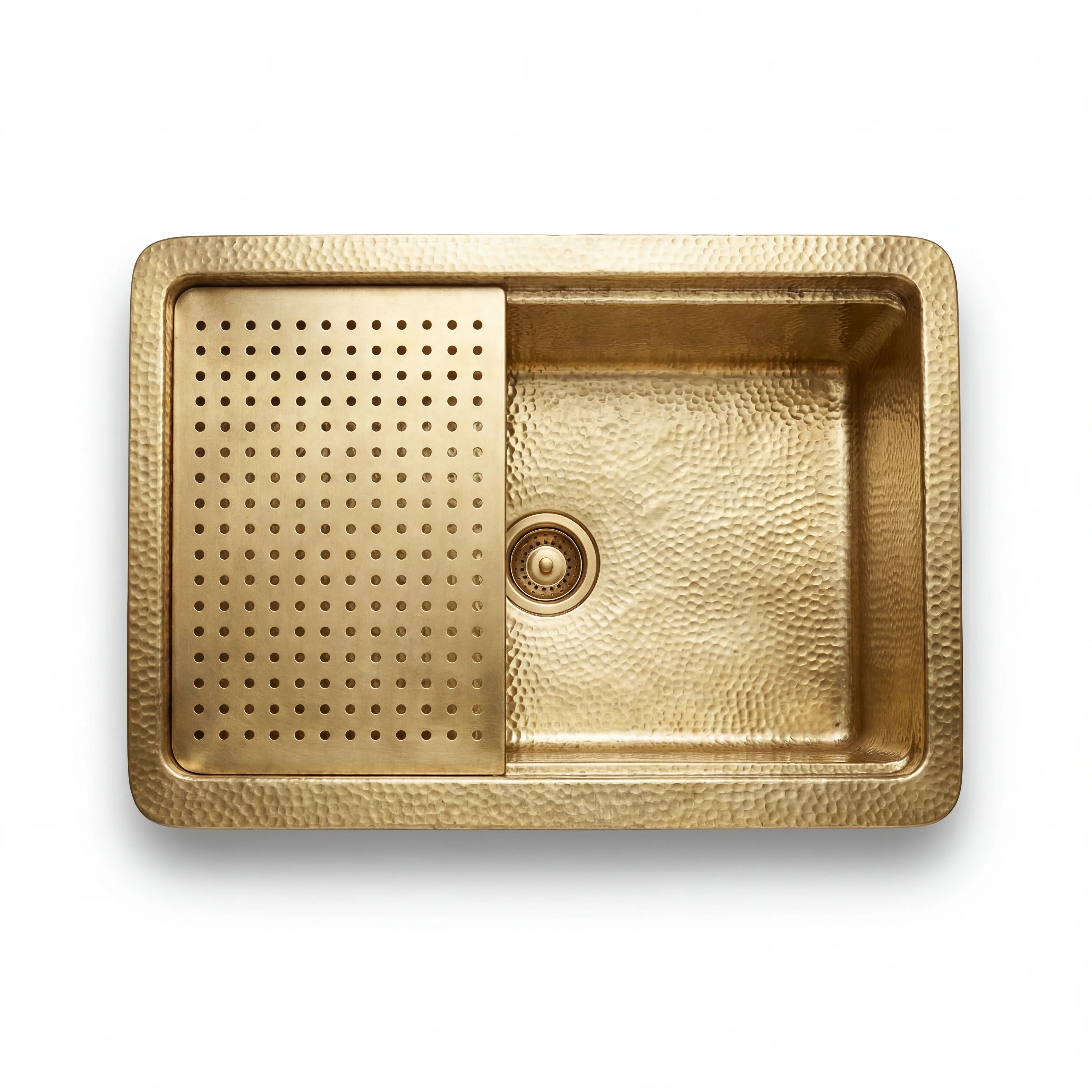 Fregadero de cocina de latón tipo granja con escurridor