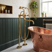 Leva Brass Floor Mounted Tub Filler