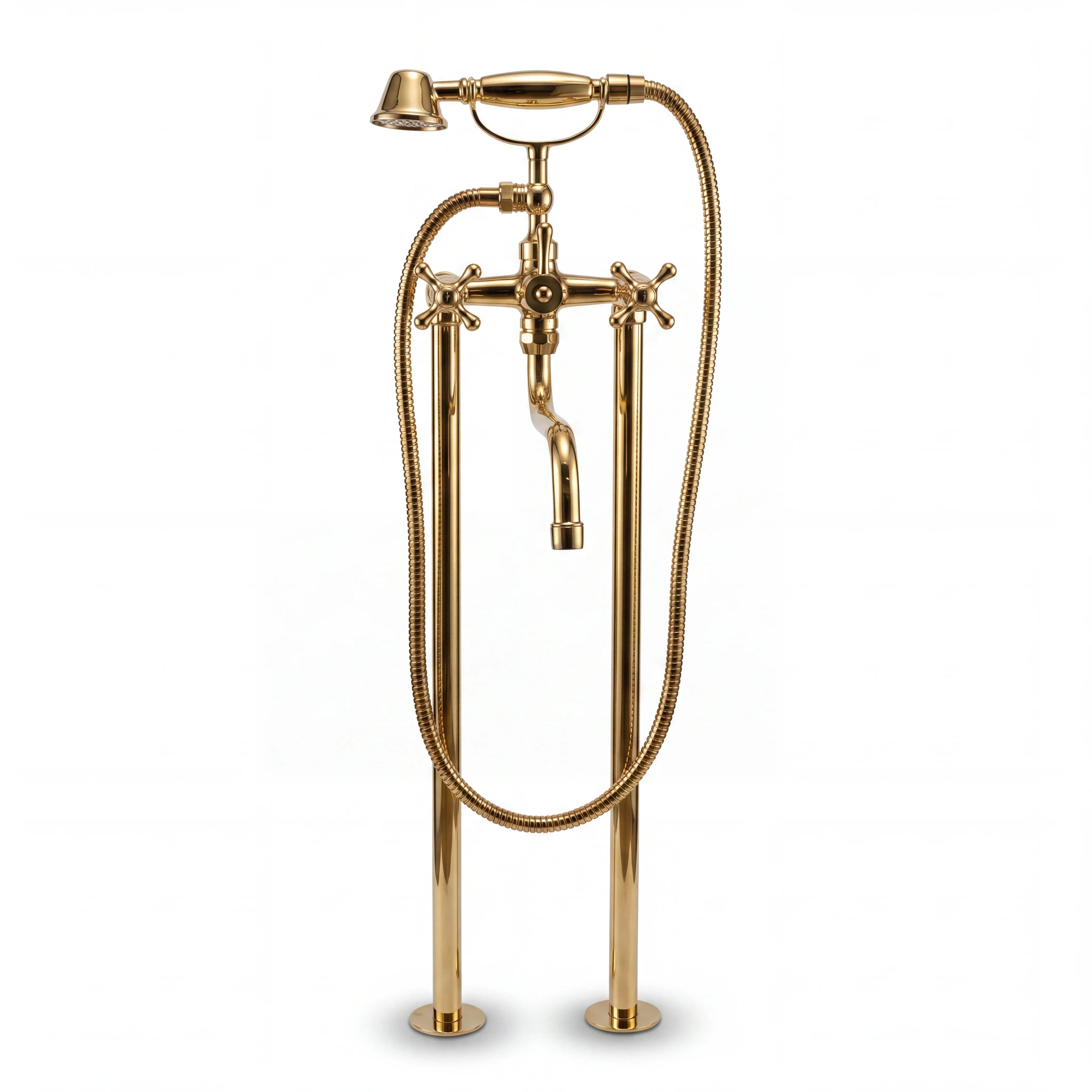 Leva Brass Floor Mounted Tub Filler