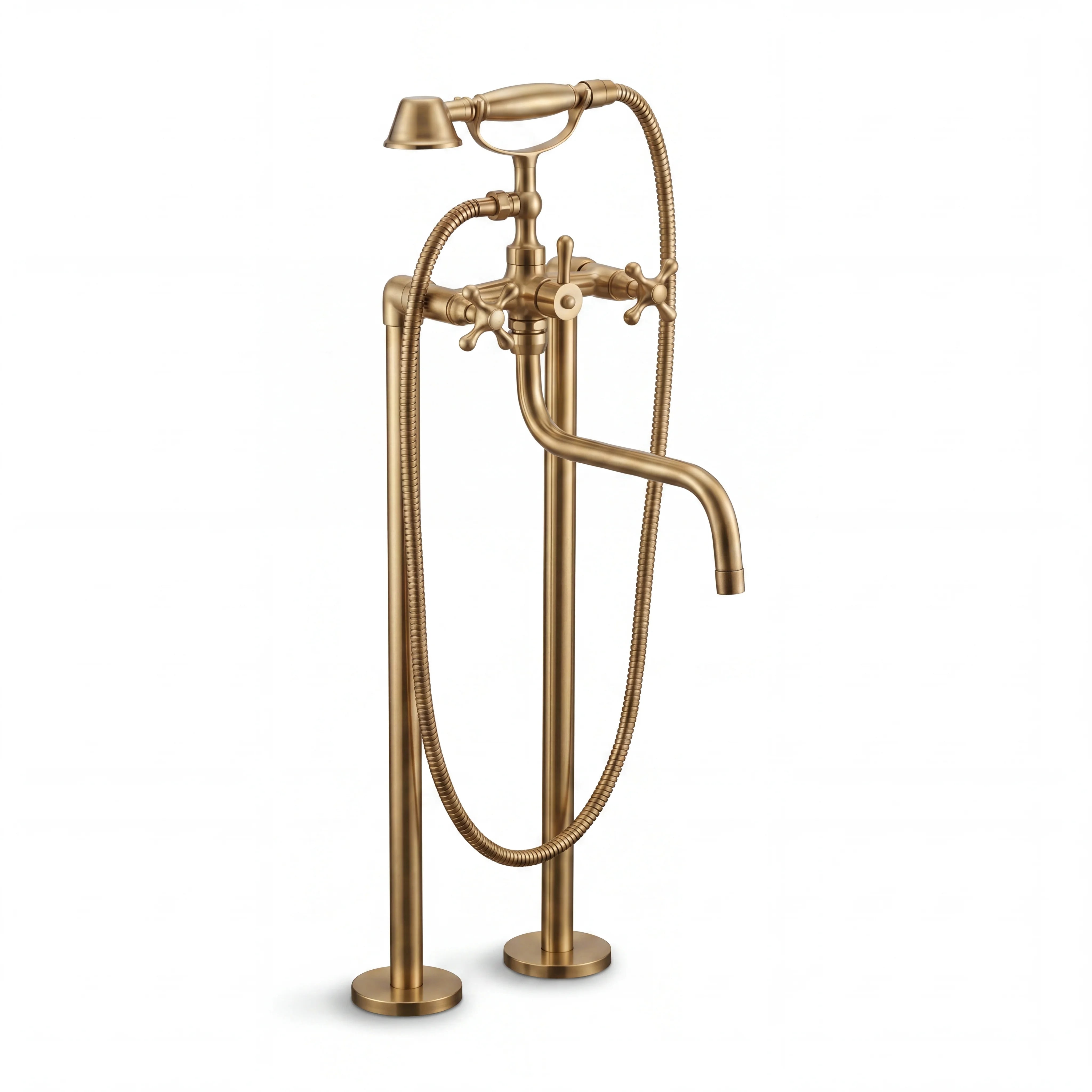 Leva Brass Floor Mounted Tub Filler