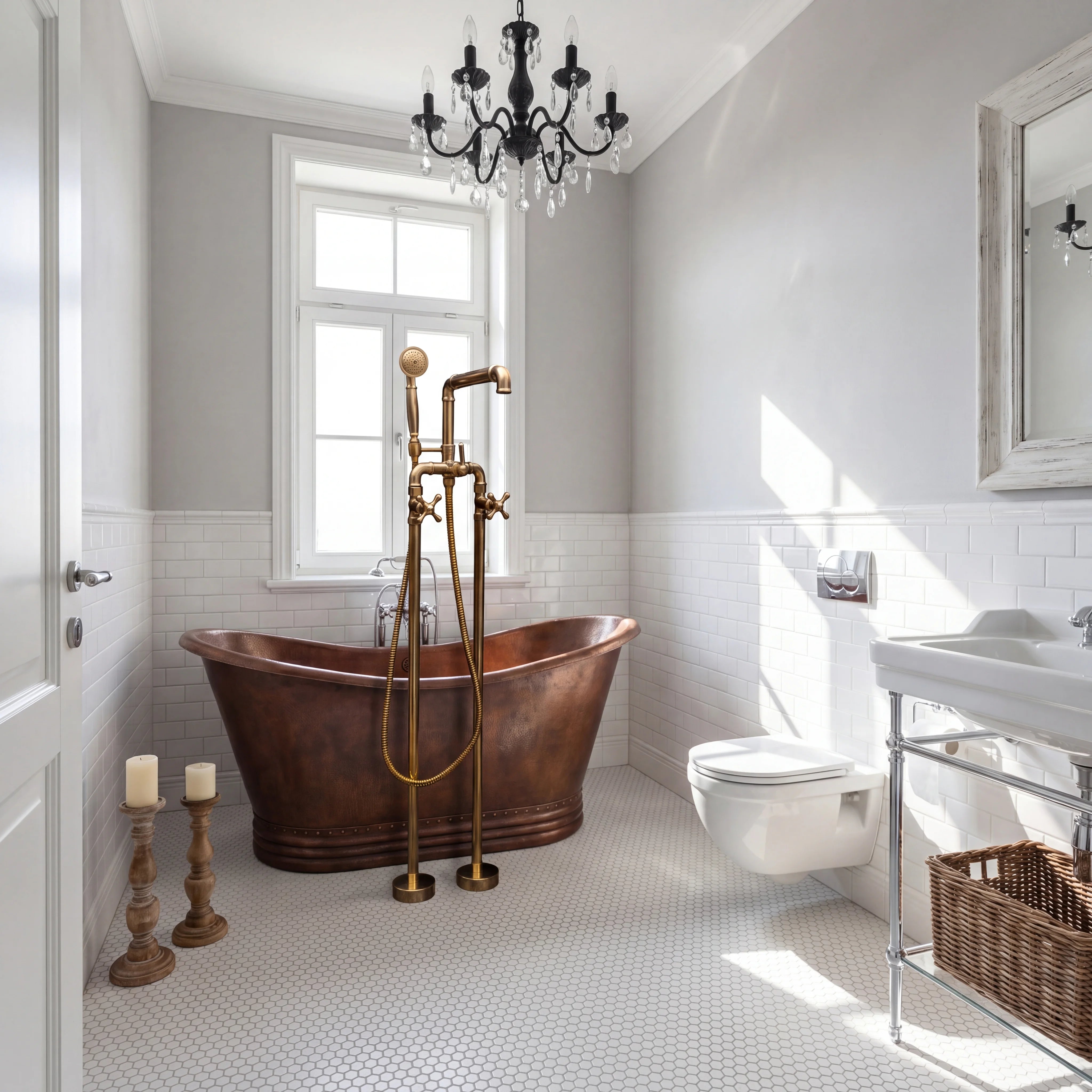 Pipe Brass Floor Mounted Tub Filler