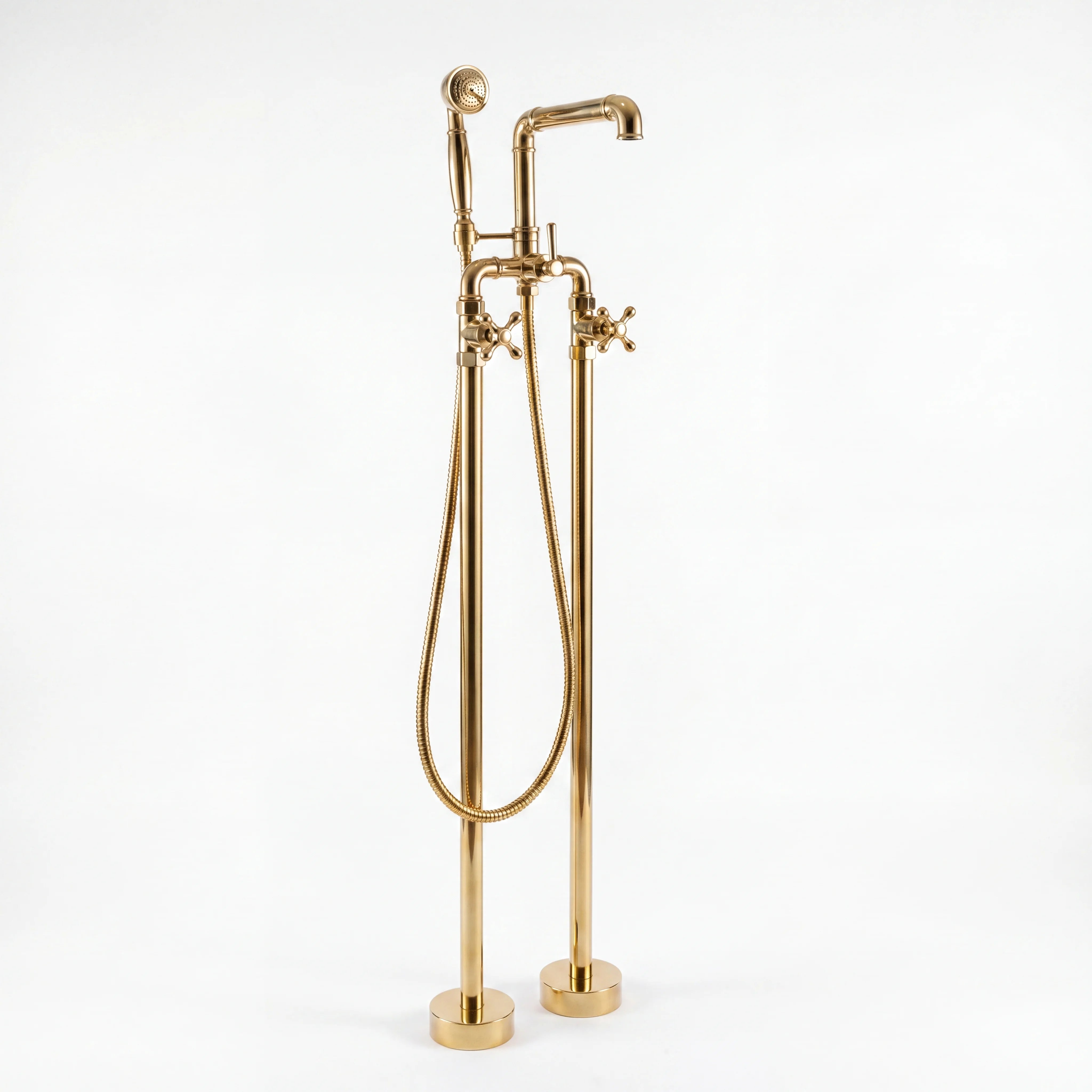 Pipe Brass Floor Mounted Tub Filler