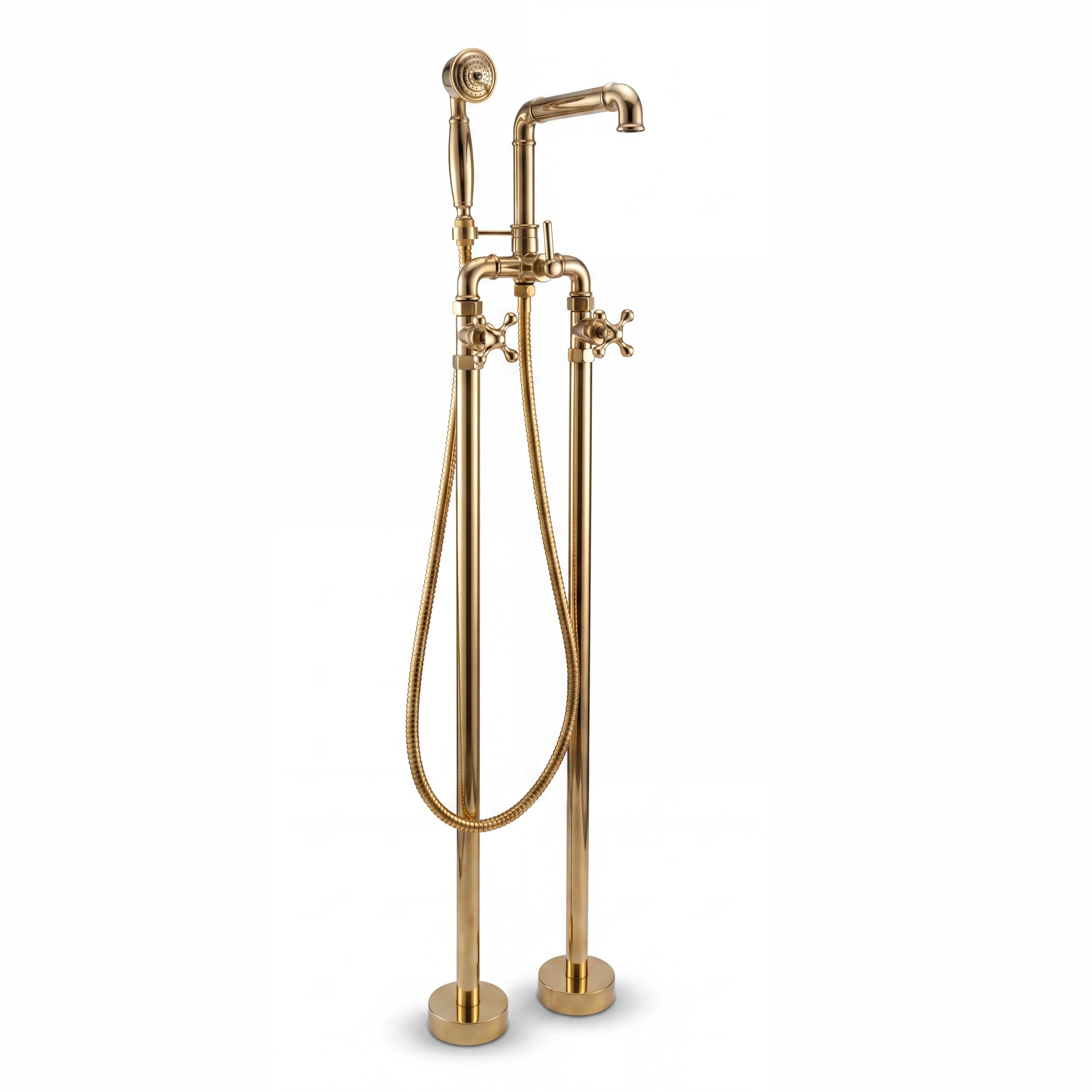 Pipe Brass Floor Mounted Tub Filler