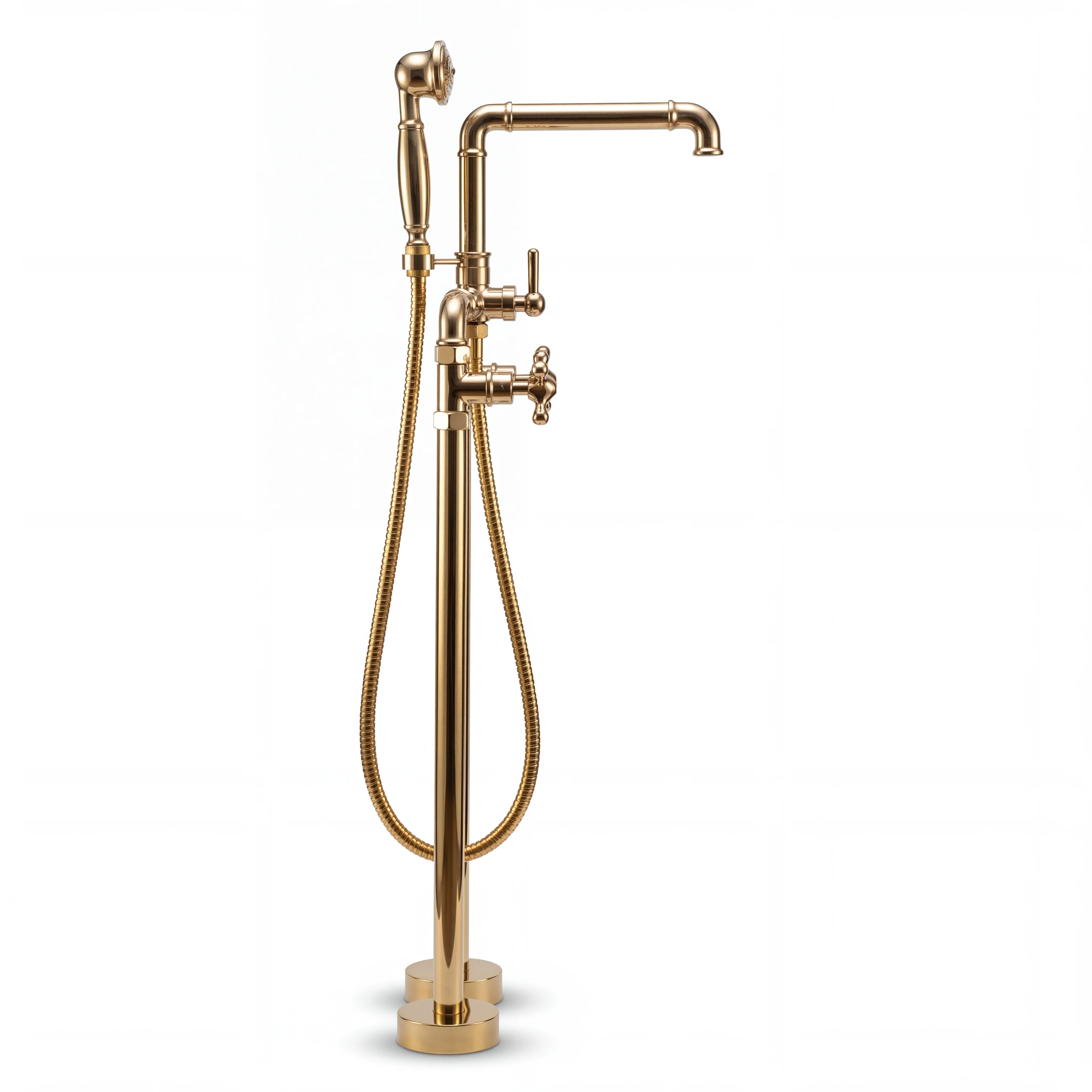 Pipe Brass Floor Mounted Tub Filler