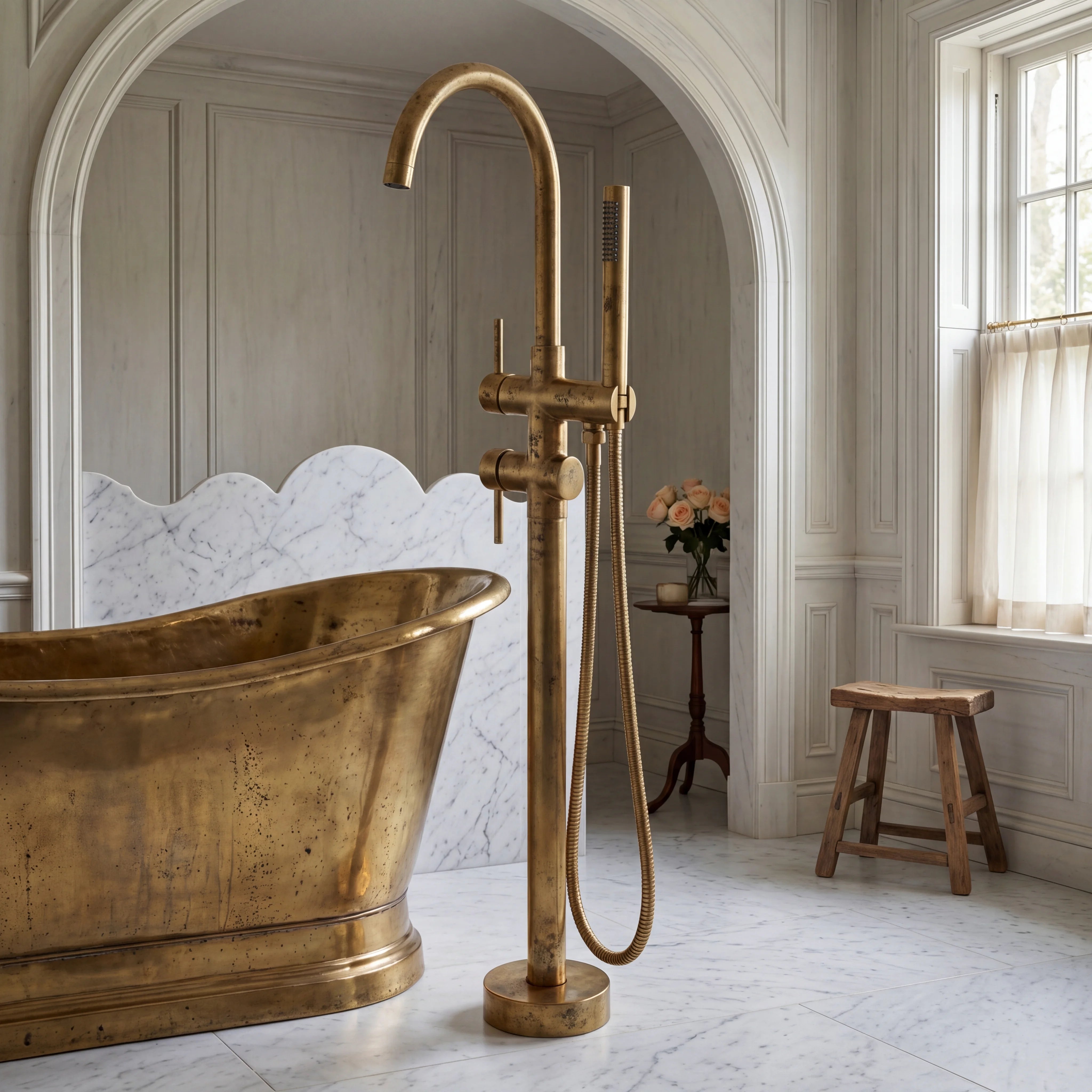 Mono Brass Floor Mounted Tub Filler