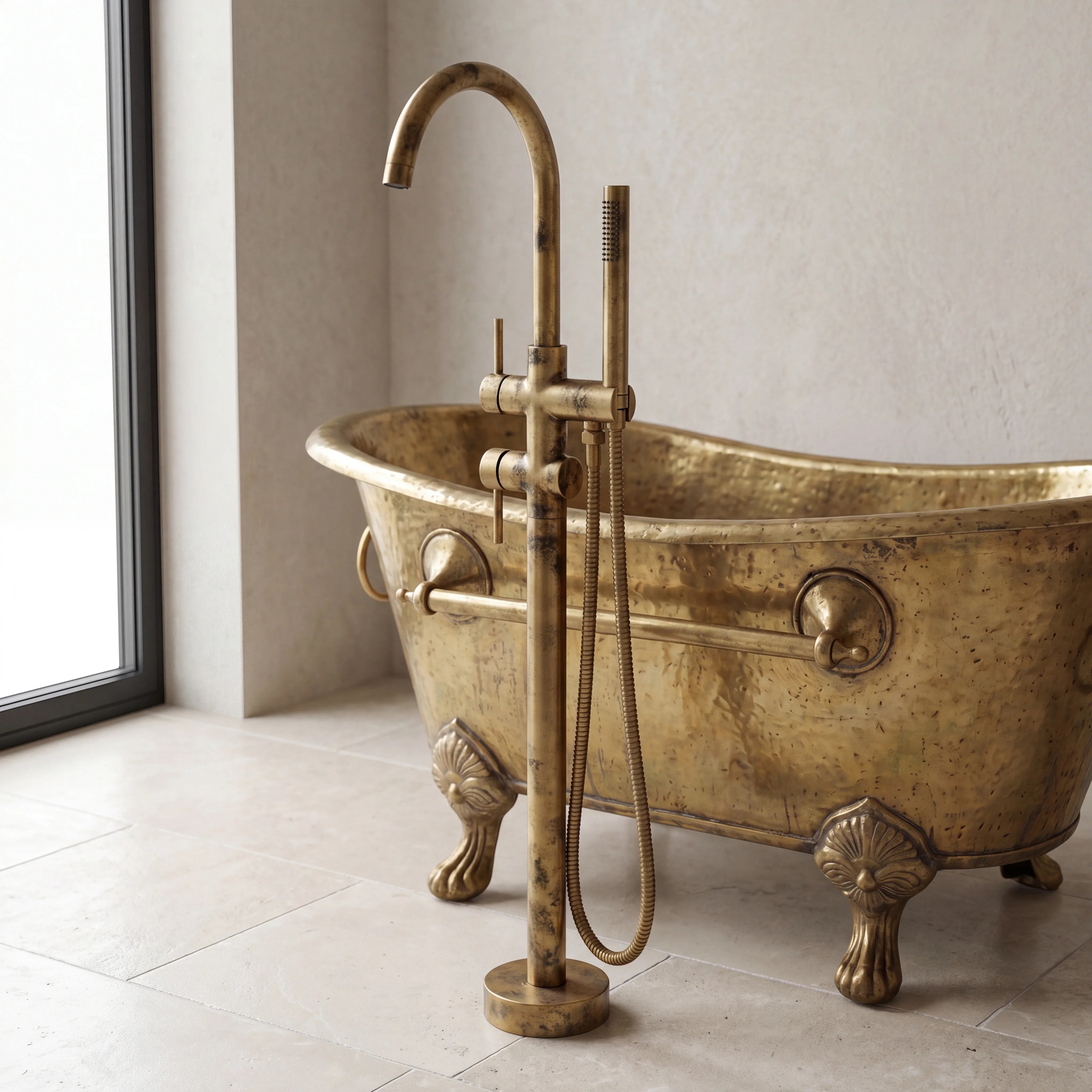 Mono Brass Floor Mounted Tub Filler